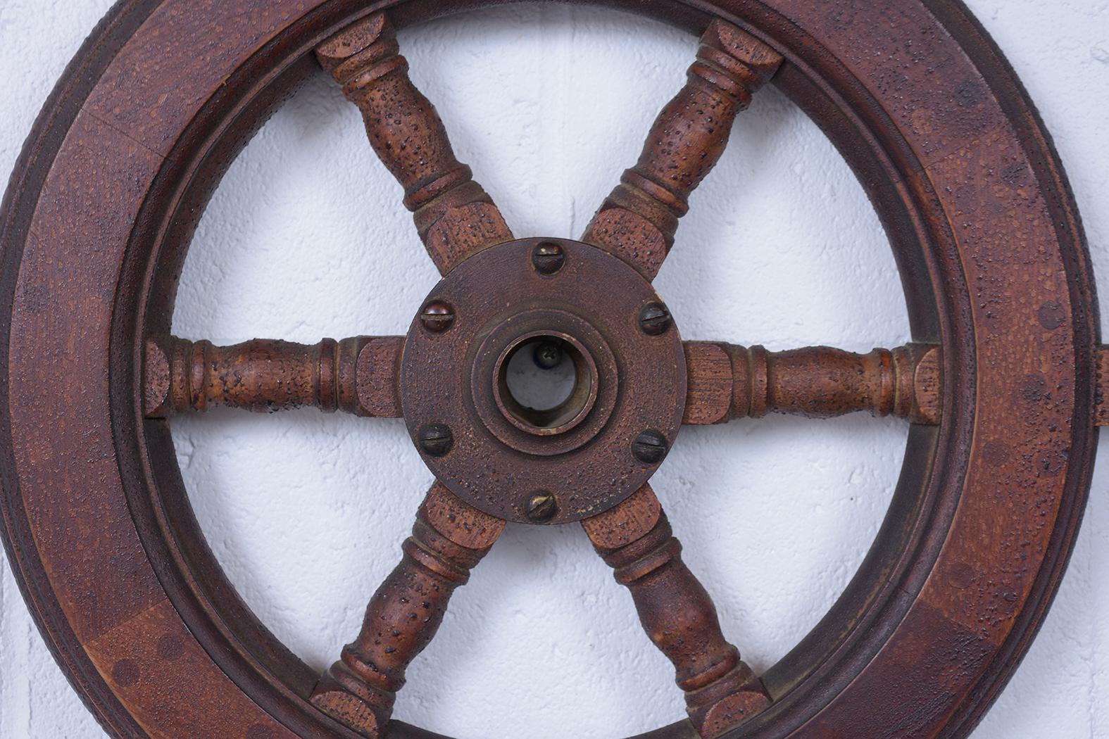 Carved Six Spoke Ship Wheel