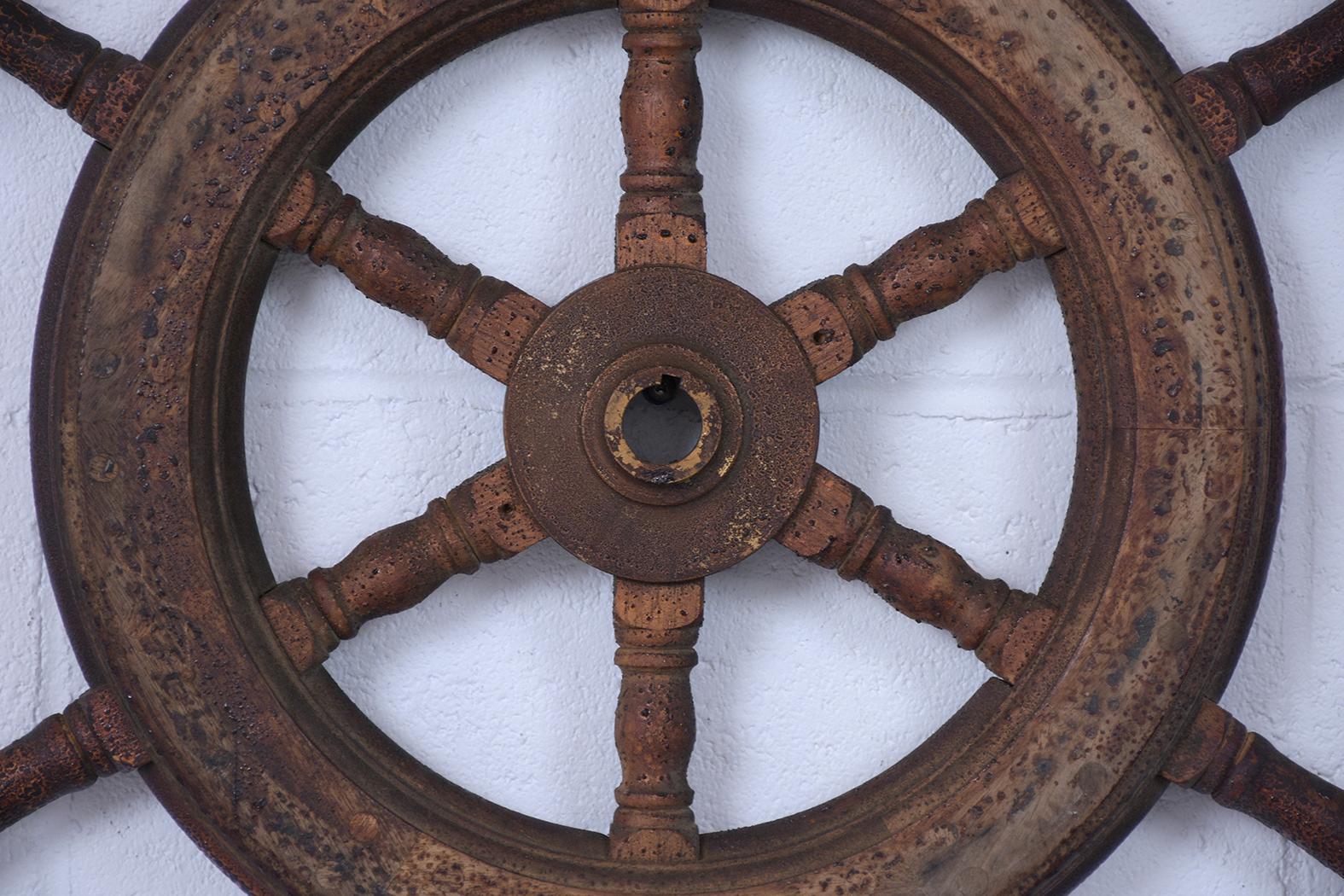 Six Spoke Ship Wheel In Good Condition In Los Angeles, CA