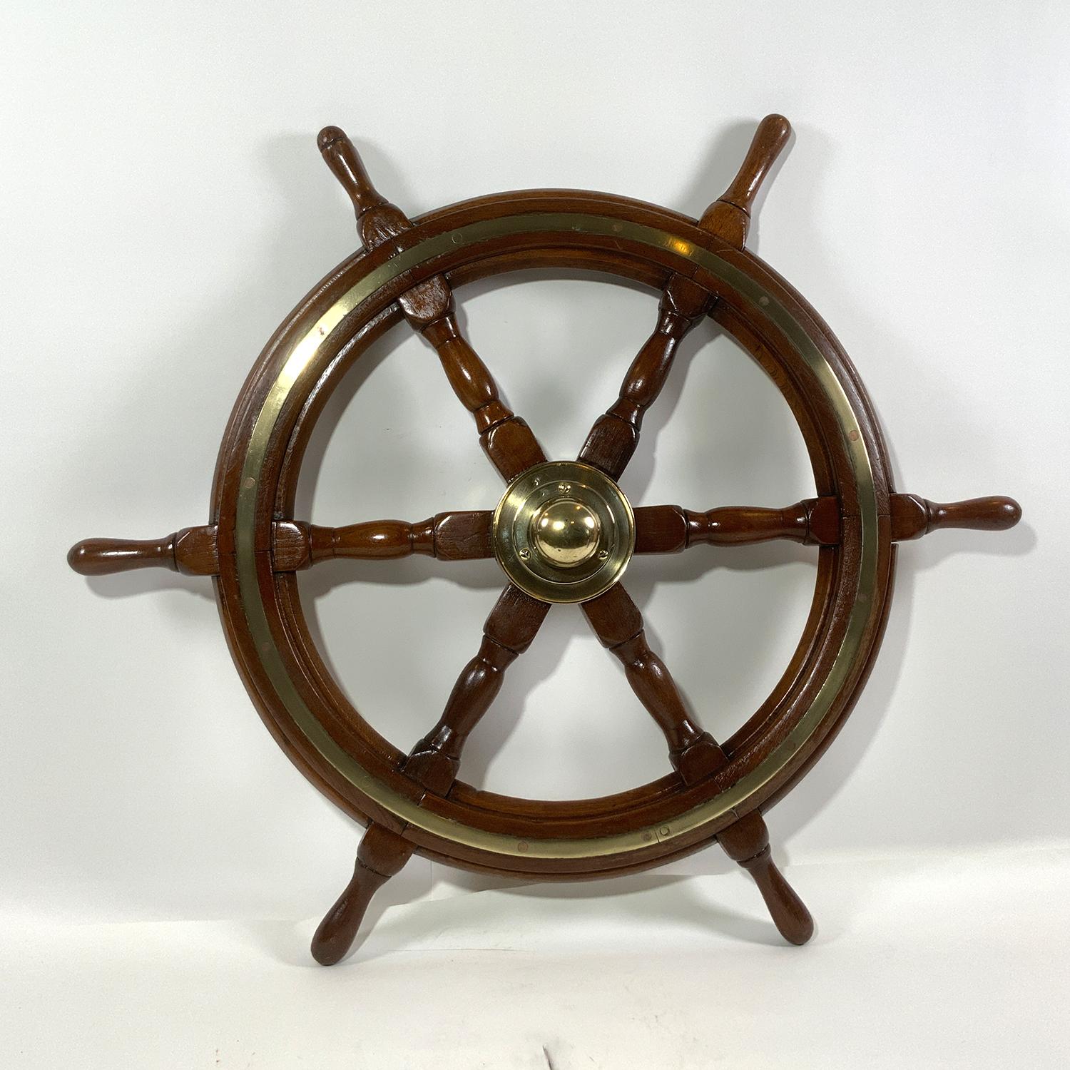 American Six Spoke Ships Wheel from a Yacht For Sale