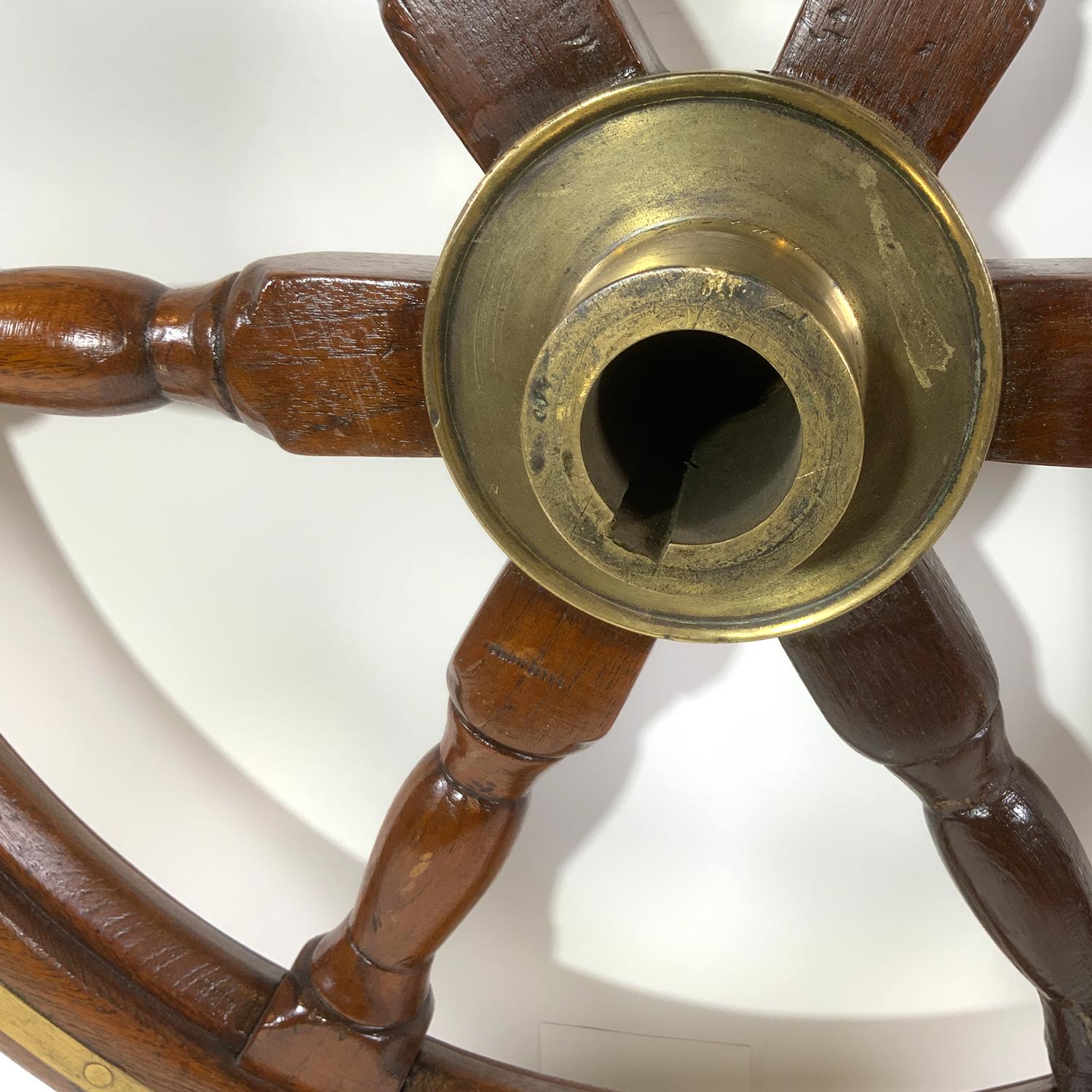 Early 20th Century Six Spoke Ships Wheel from a Yacht For Sale
