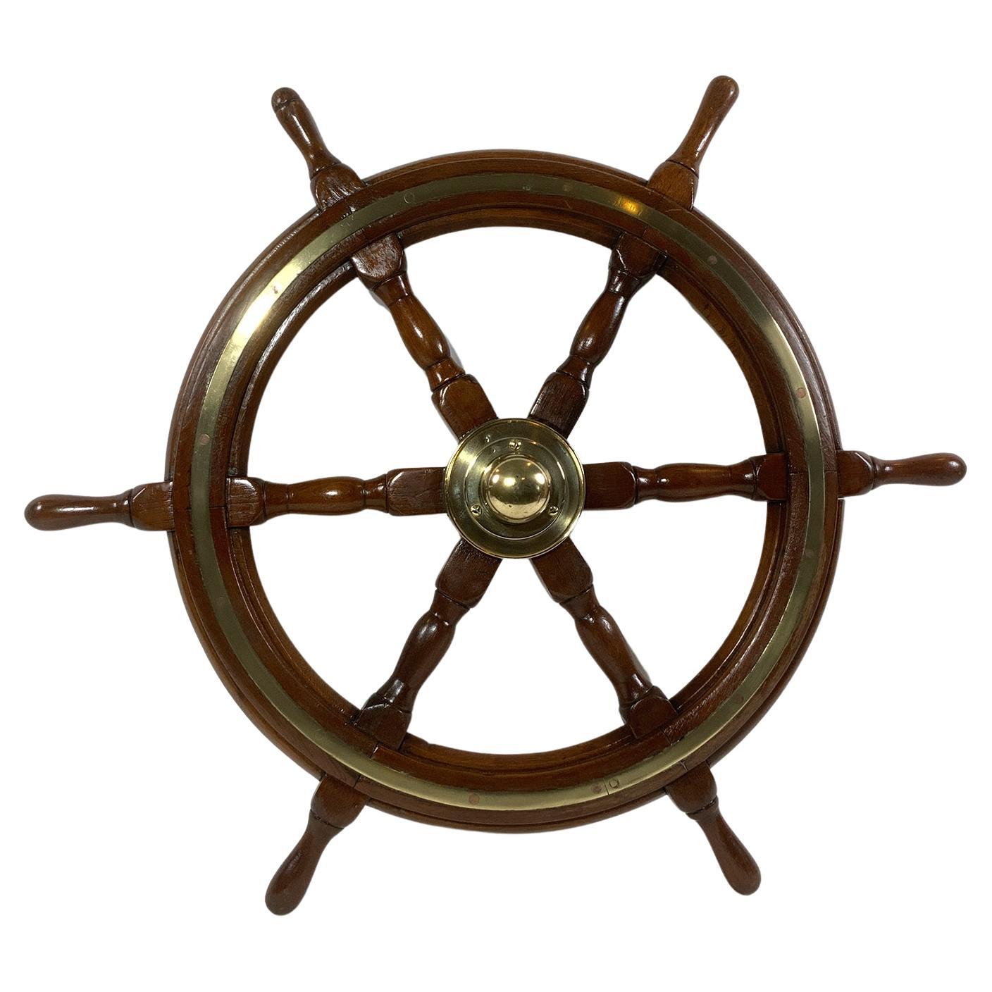 Six Spoke Ships Wheel from a Yacht For Sale