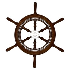 Six Spoke Ship's Wheel with Chrome Hub