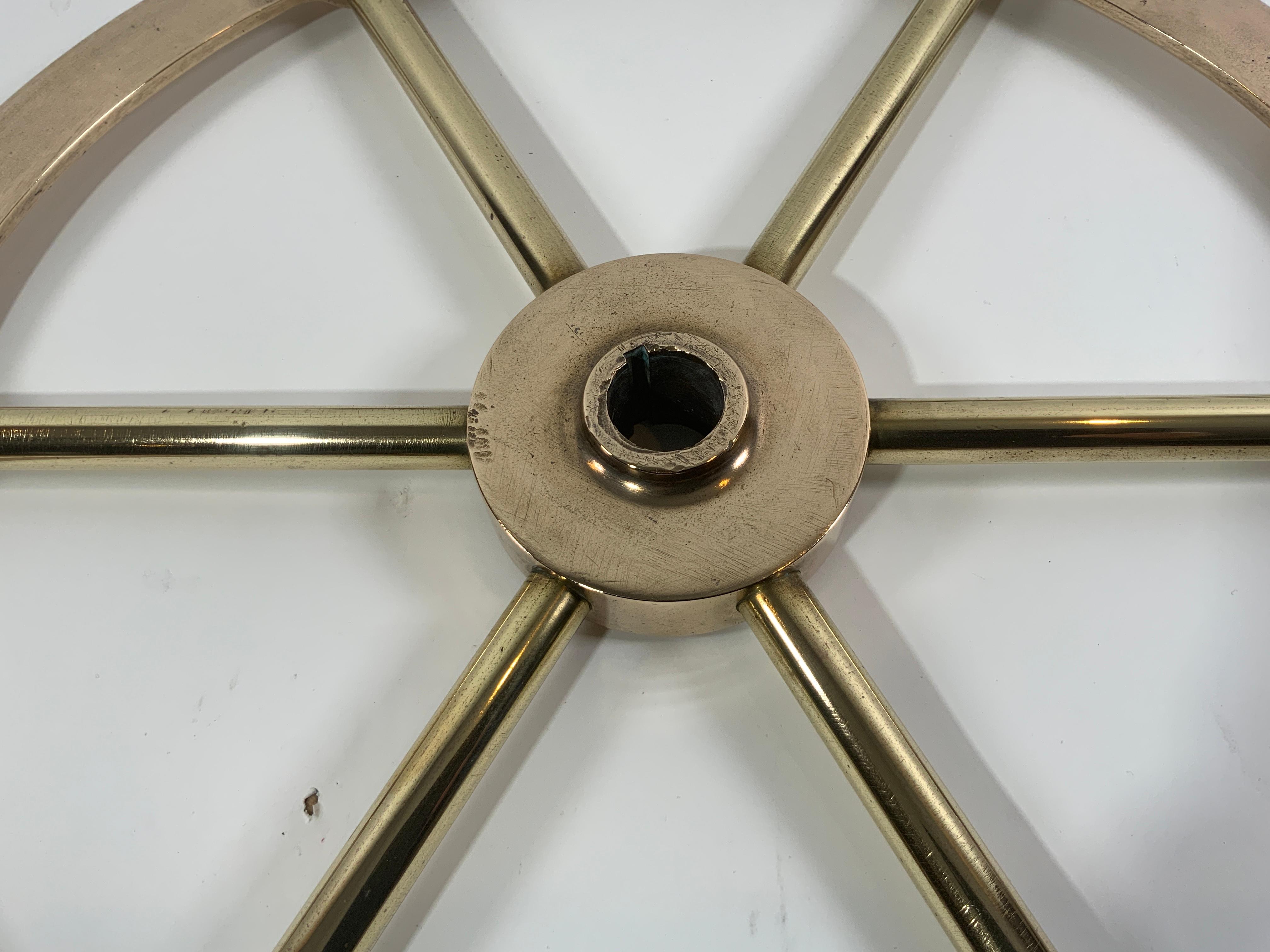 Six Spoke Solid Brass Yacht Wheel For Sale 1