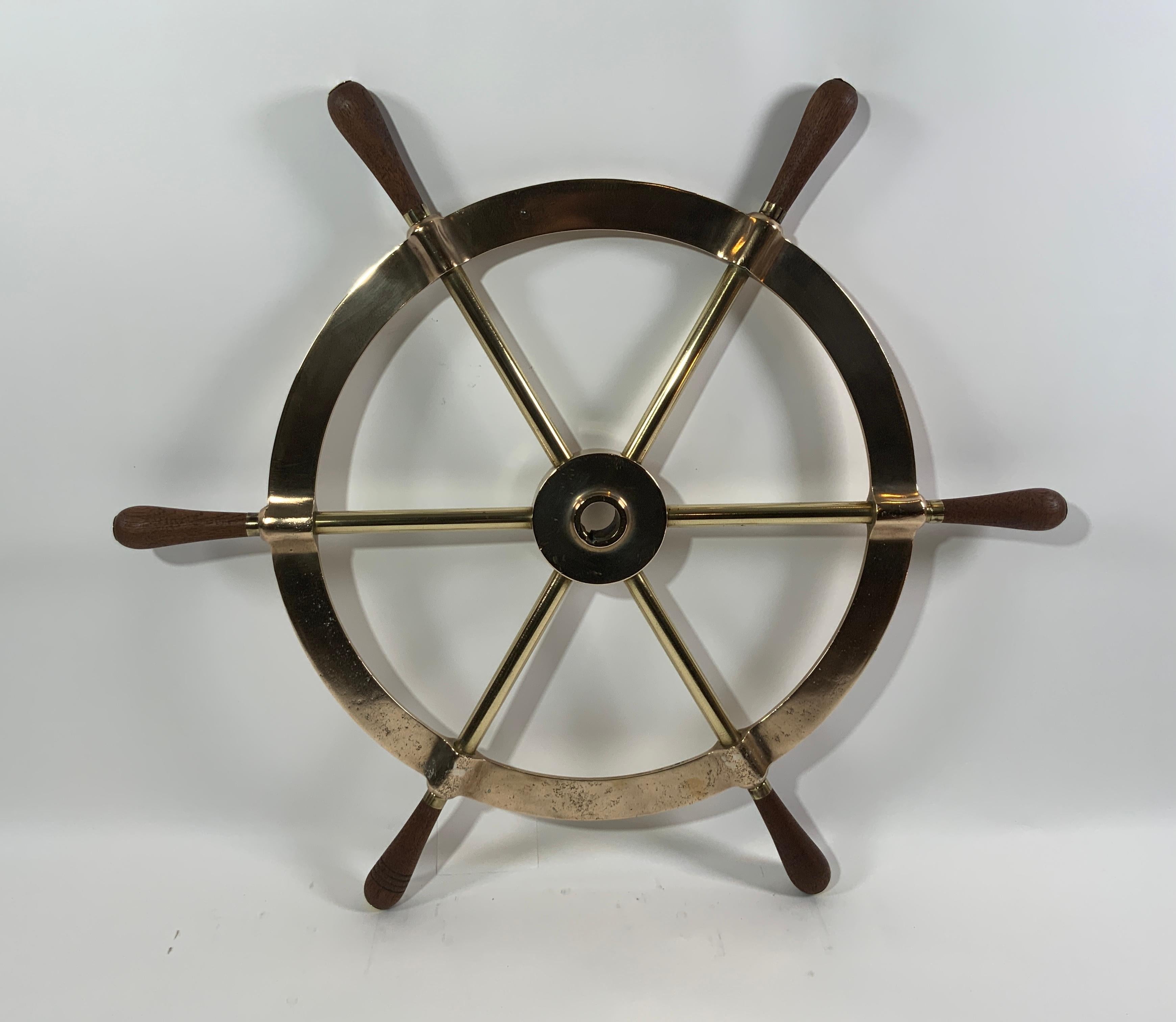 Six Spoke Solid Brass Yacht Wheel For Sale 3