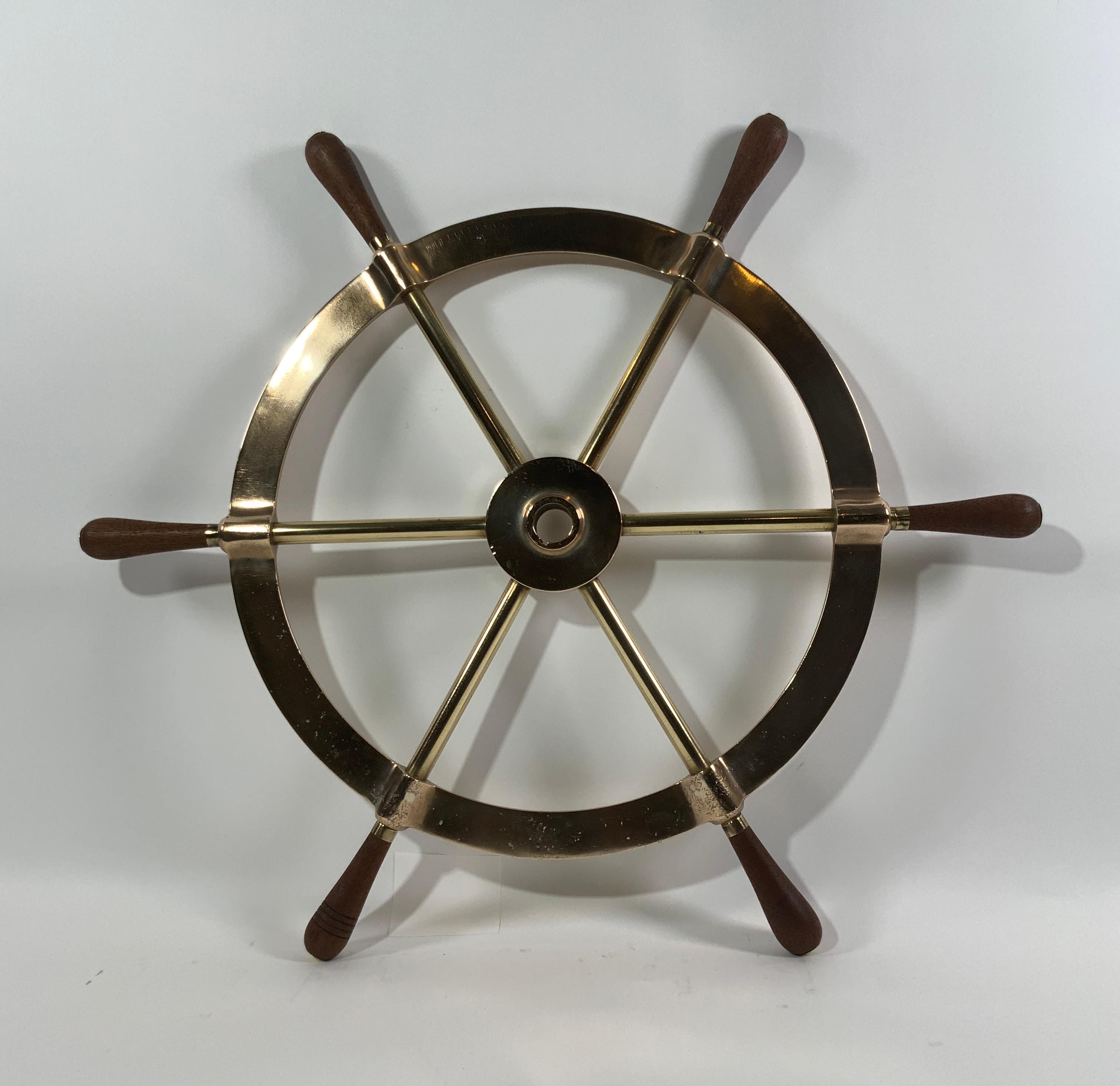 Six Spoke Solid Brass Yacht Wheel For Sale 4