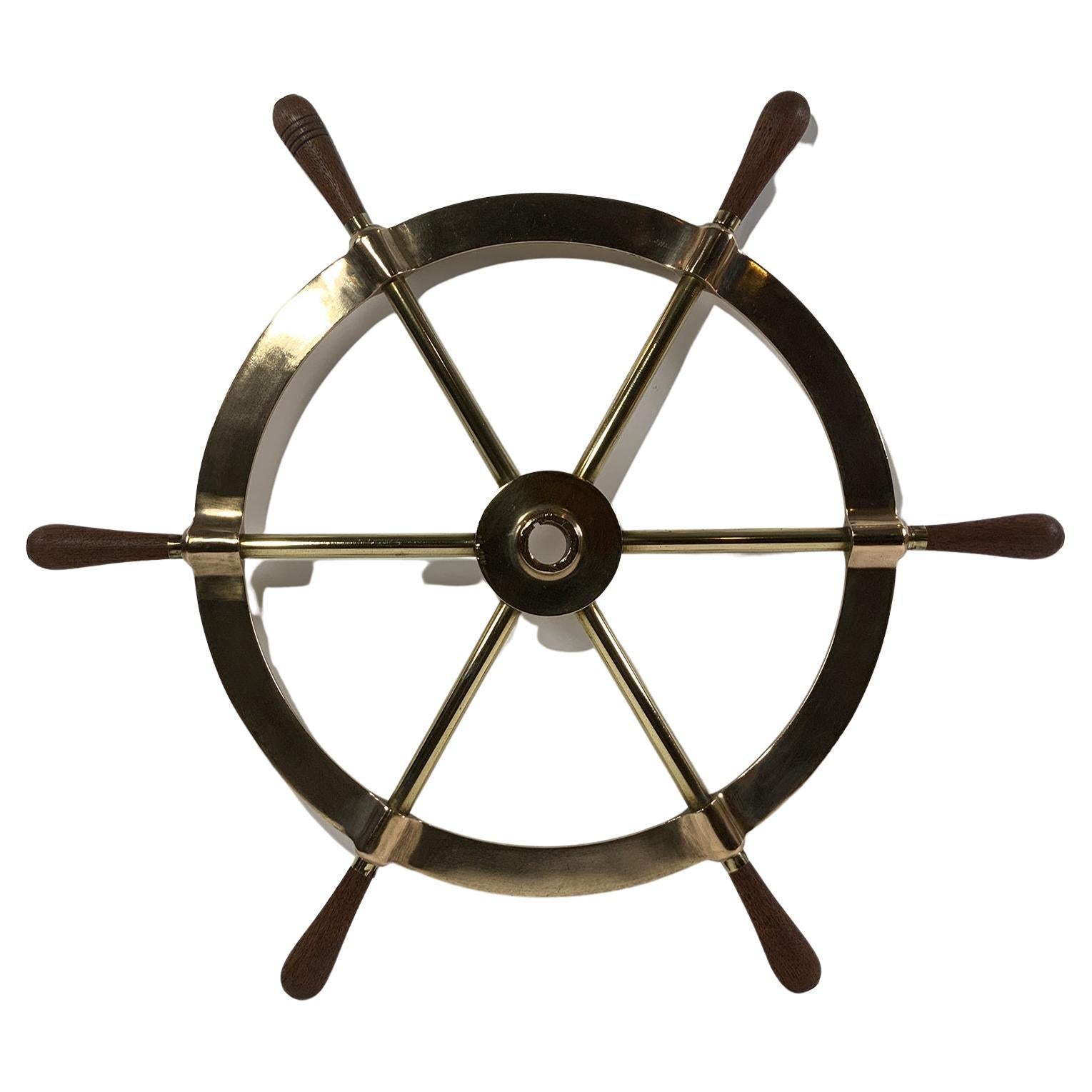 Six Spoke Solid Brass Yacht Wheel For Sale