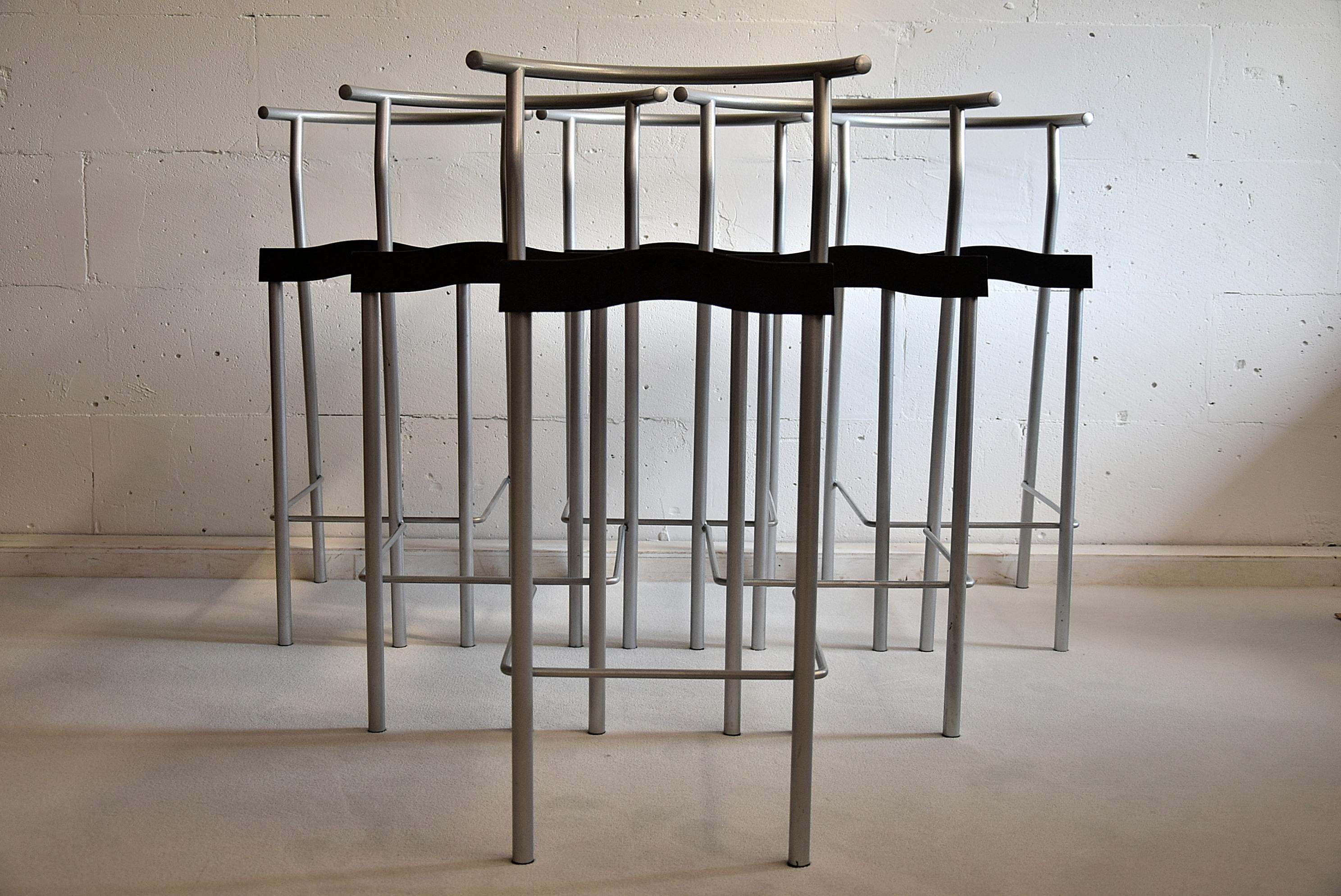 Six Stackable Hi-Glob Philippe Starck Bar Stools for Kartell, Italy, 1993 In Good Condition In Weesp, NL