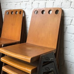 Six Stackable Industrial Chairs in the Spirit of Jean Prouvé, France, 1950