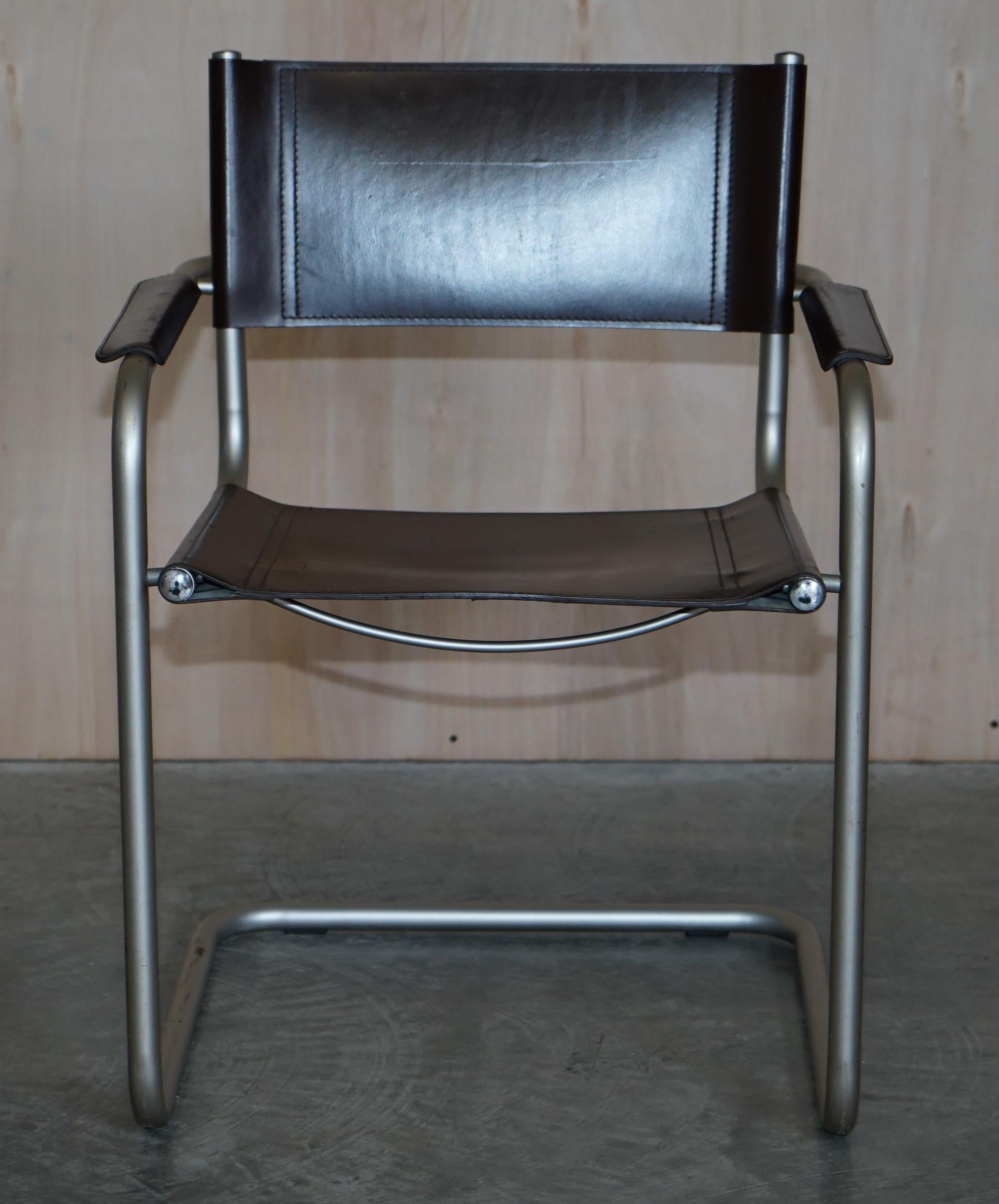 Six Stamped S33 Mart Stam 1-06G Marcel Breuer Leather Armchairs Made in Italy For Sale 1