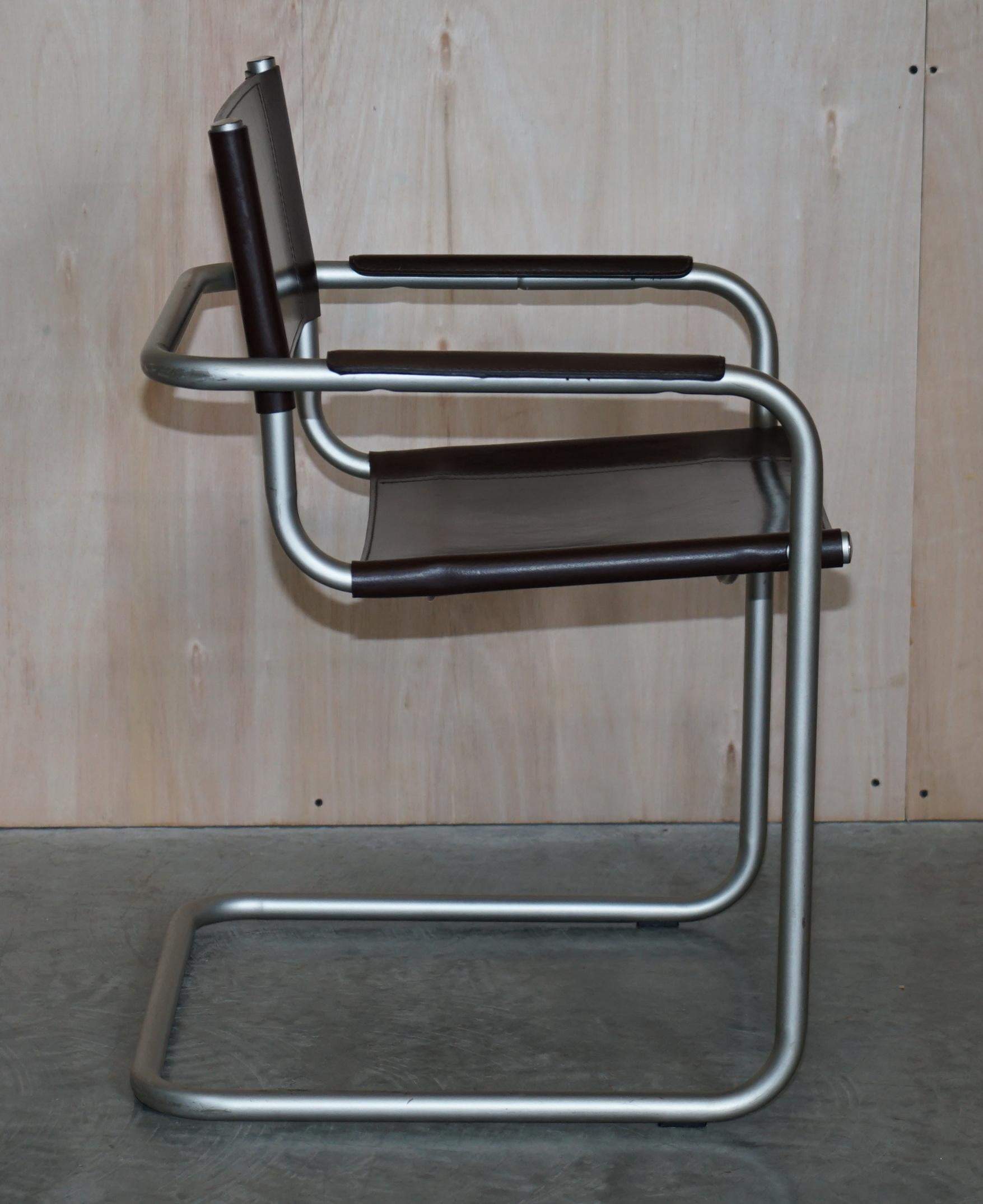 Six fauteuils en cuir estampillés S33 Mart Stam 1-06G Marcel Breuer fabriqués en Italie en vente 6