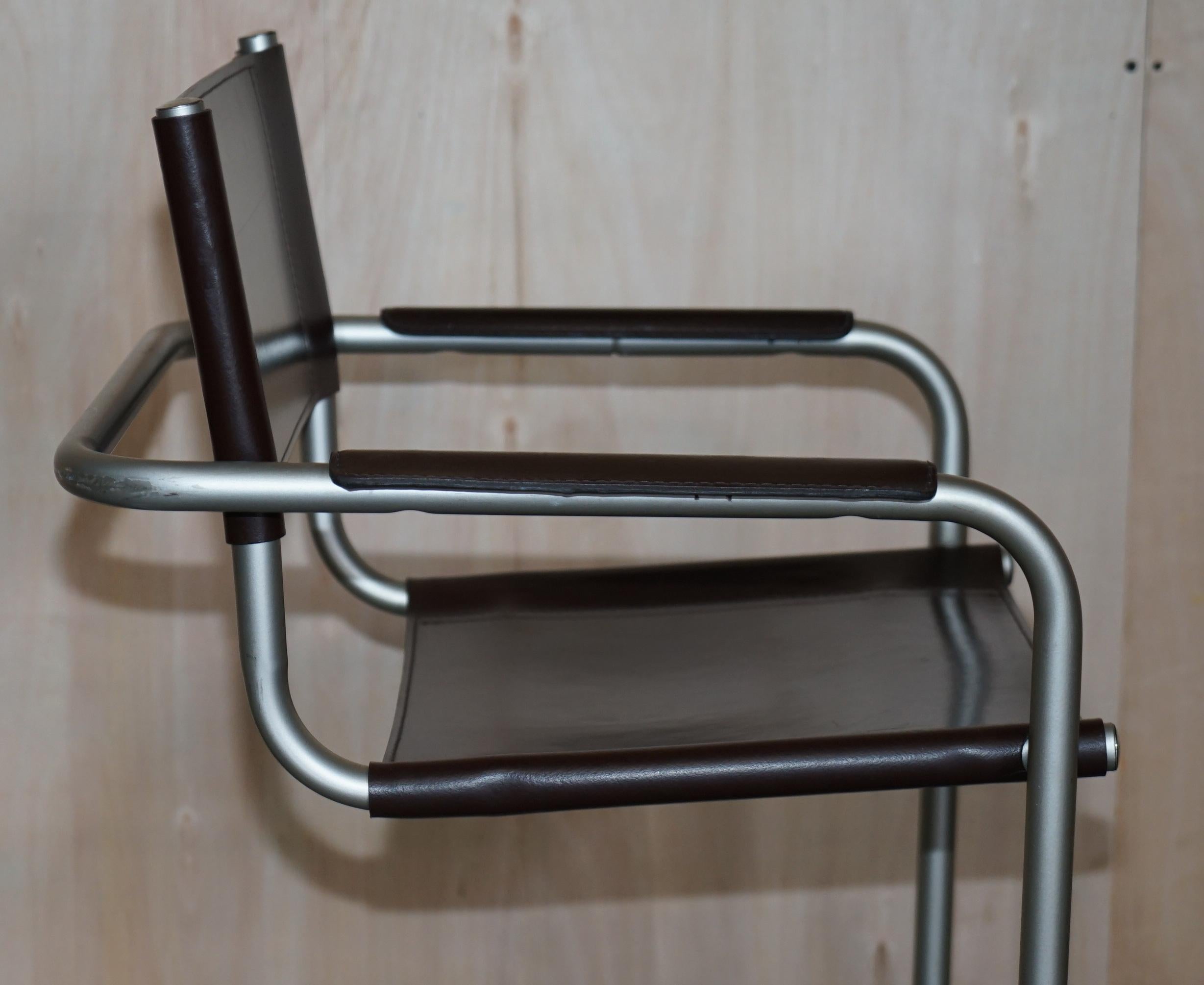Six fauteuils en cuir estampillés S33 Mart Stam 1-06G Marcel Breuer fabriqués en Italie en vente 7