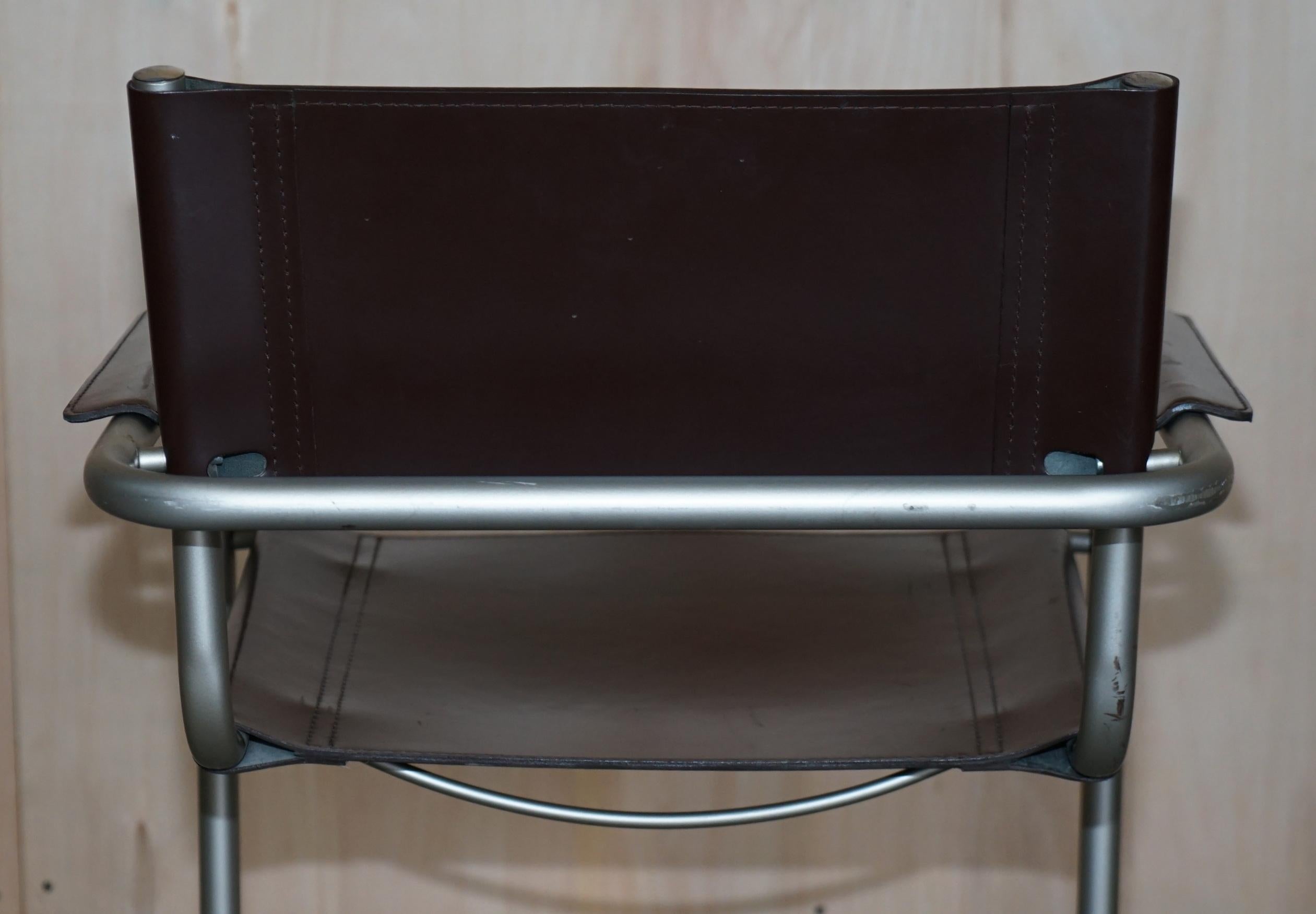 Six Stamped S33 Mart Stam 1-06G Marcel Breuer Leather Armchairs Made in Italy For Sale 7