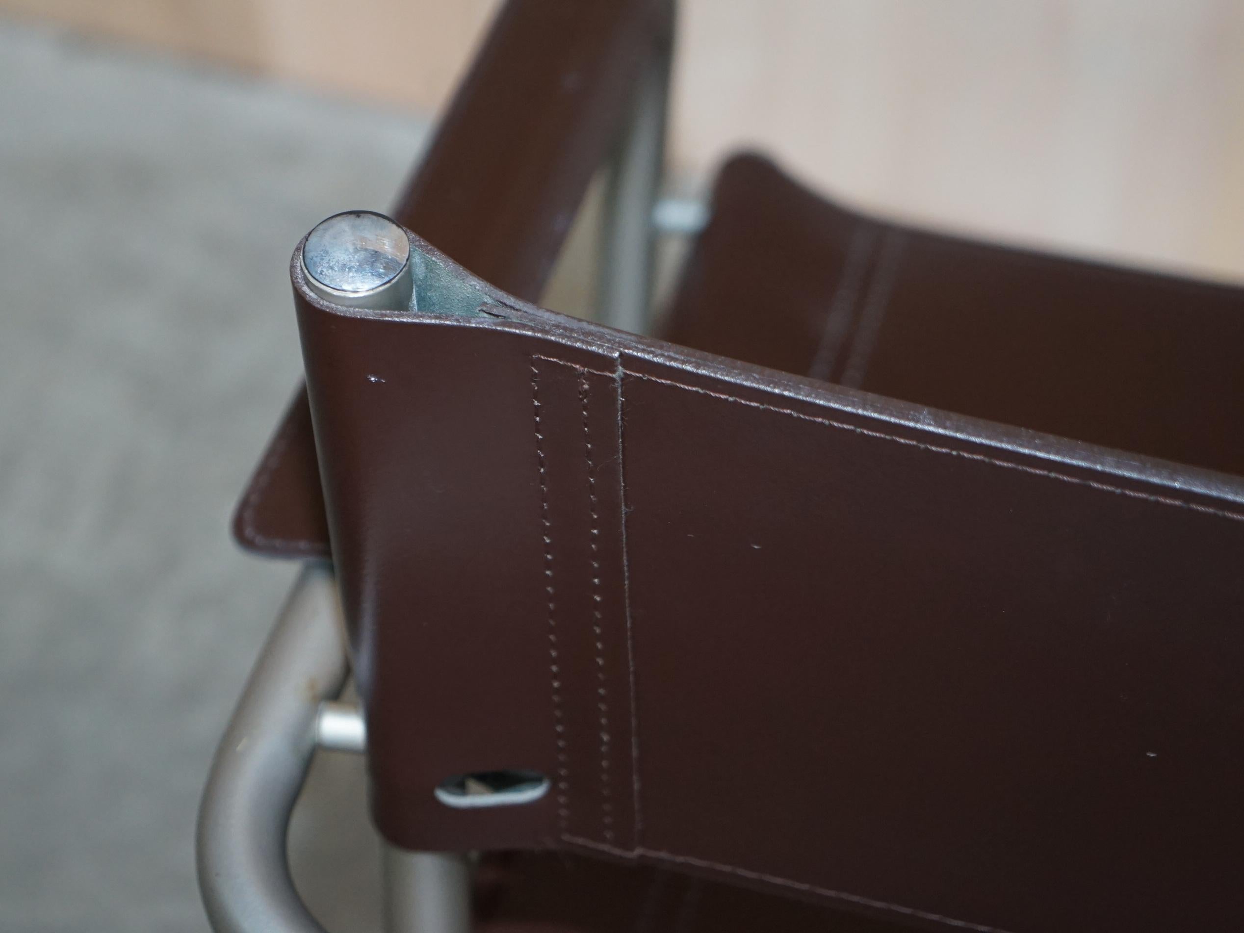 Six Stamped S33 Mart Stam 1-06G Marcel Breuer Leather Armchairs Made in Italy For Sale 8