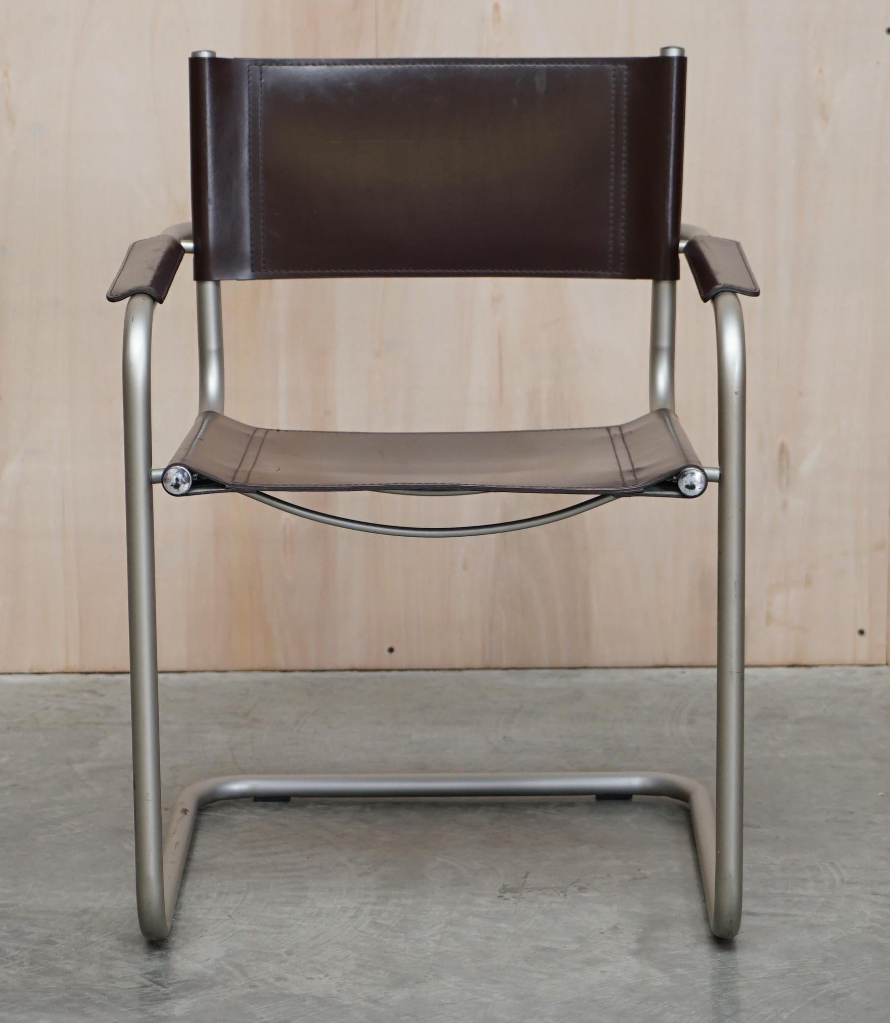 Mid-Century Modern Six fauteuils en cuir estampillés S33 Mart Stam 1-06G Marcel Breuer fabriqués en Italie en vente
