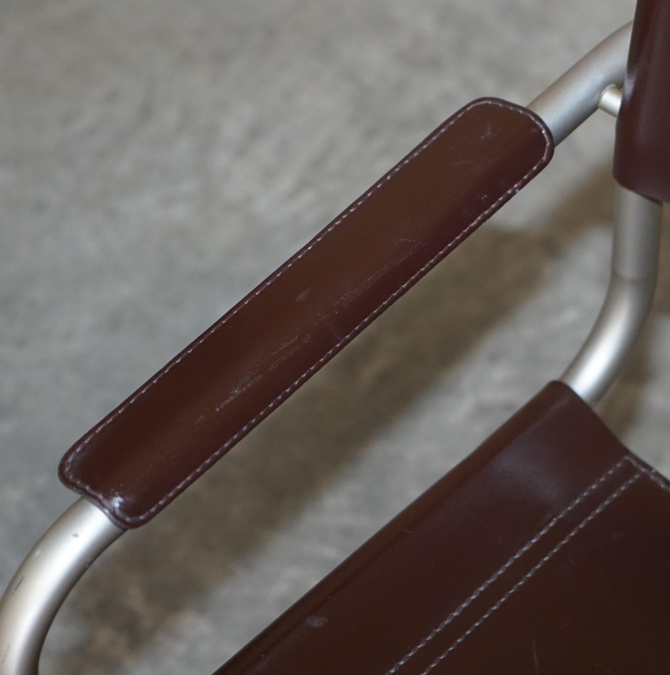 Cuir Six fauteuils en cuir estampillés S33 Mart Stam 1-06G Marcel Breuer fabriqués en Italie en vente