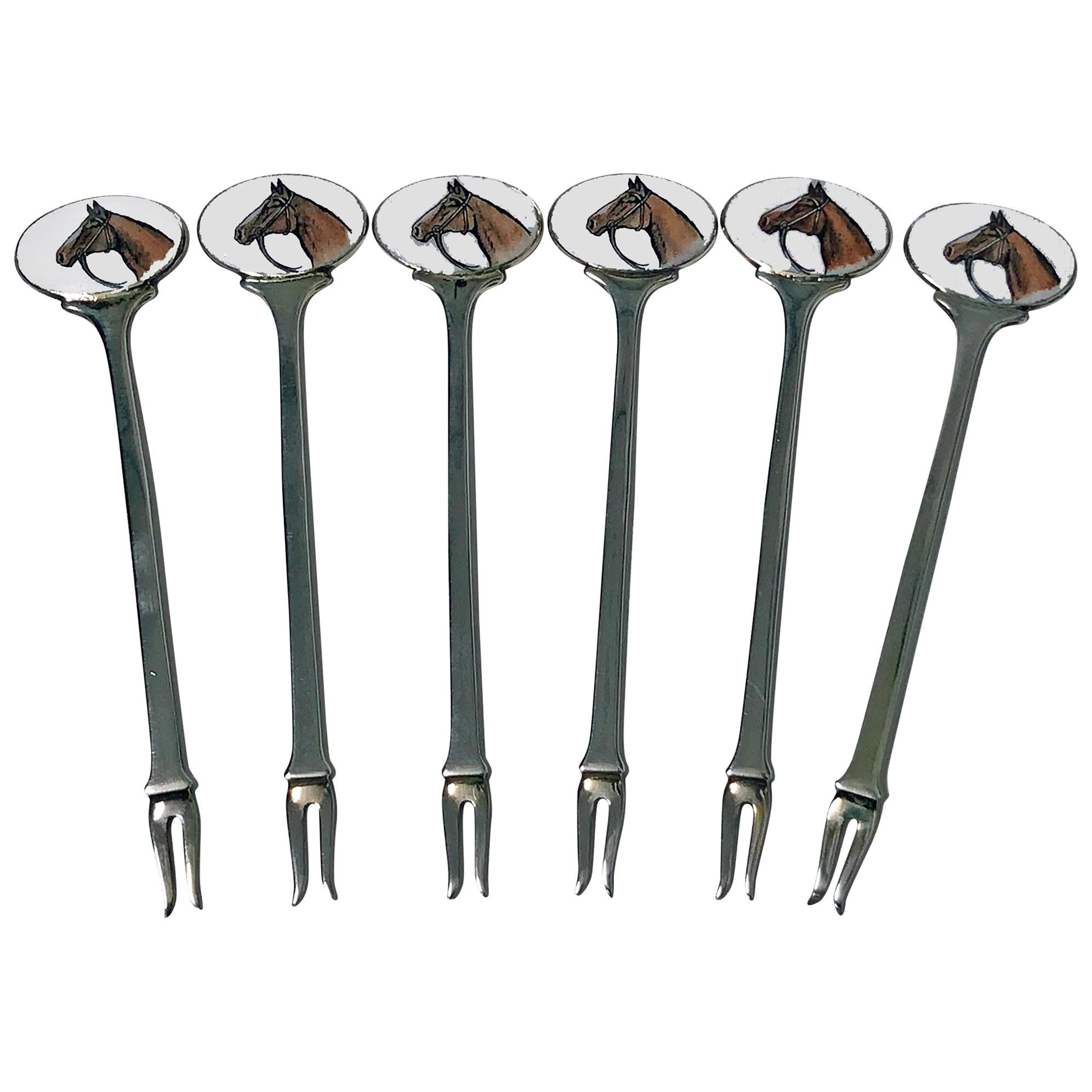 Set of Sterling Silver Cockerel Cocktail Sticks at 1stDibs