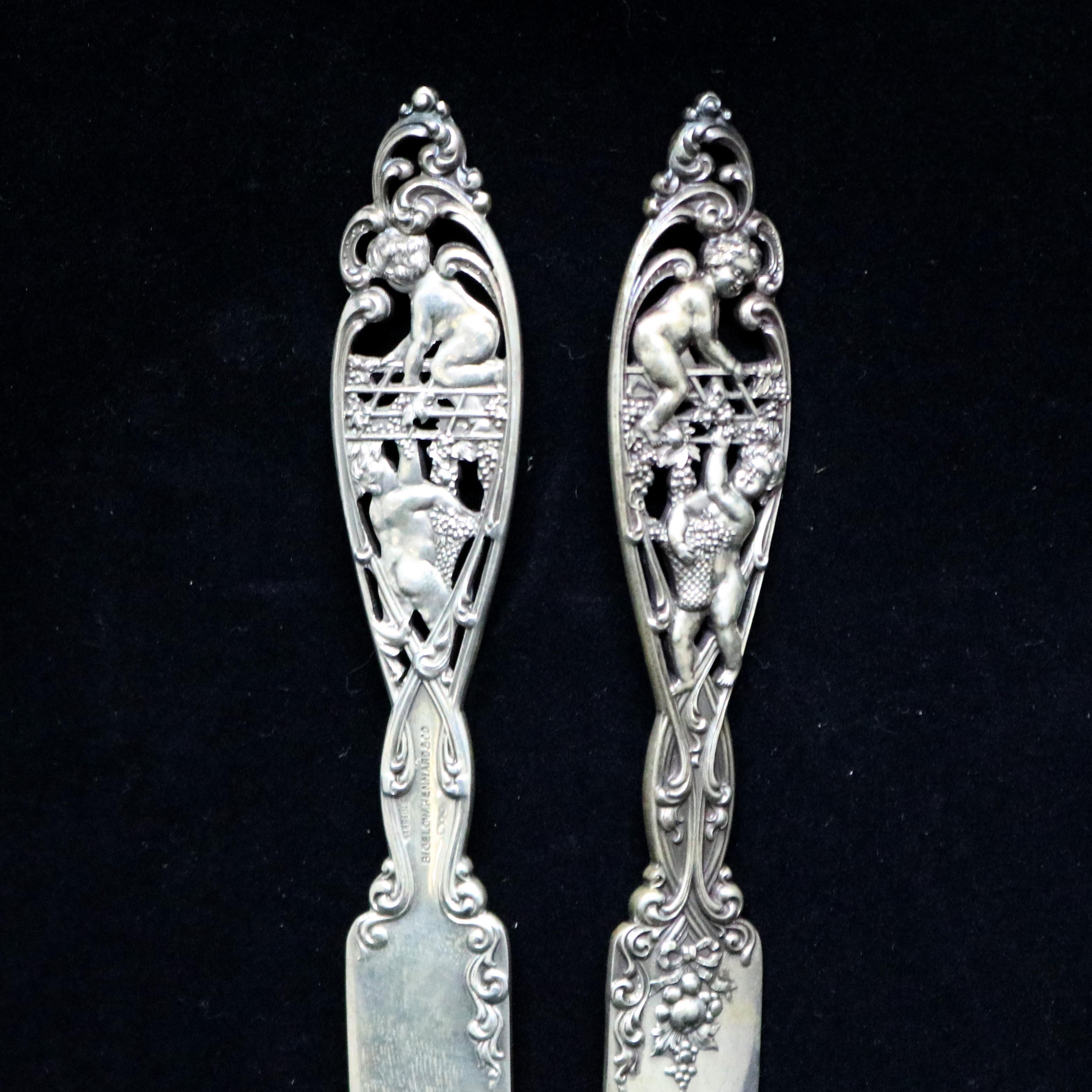 Set of 6 sterling silver figural 
