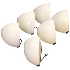 1970s Six Stilnovo Space/Space White Wall Sconces (Appliques murales)