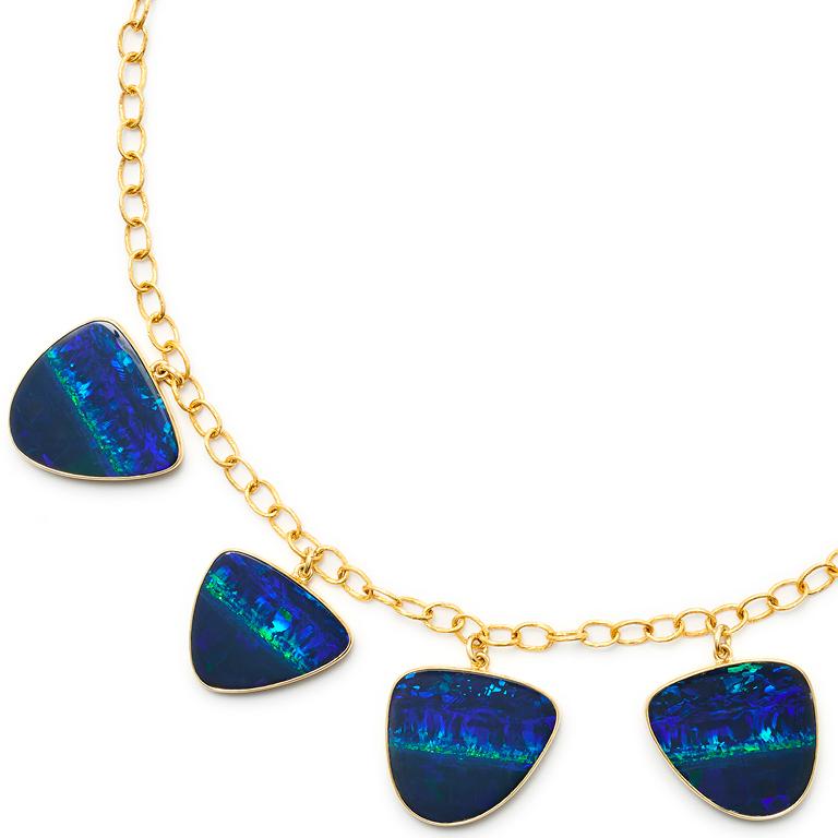 Contemporary Susan Lister Locke Six Stone 84.88 Carat Opal Necklace For Sale