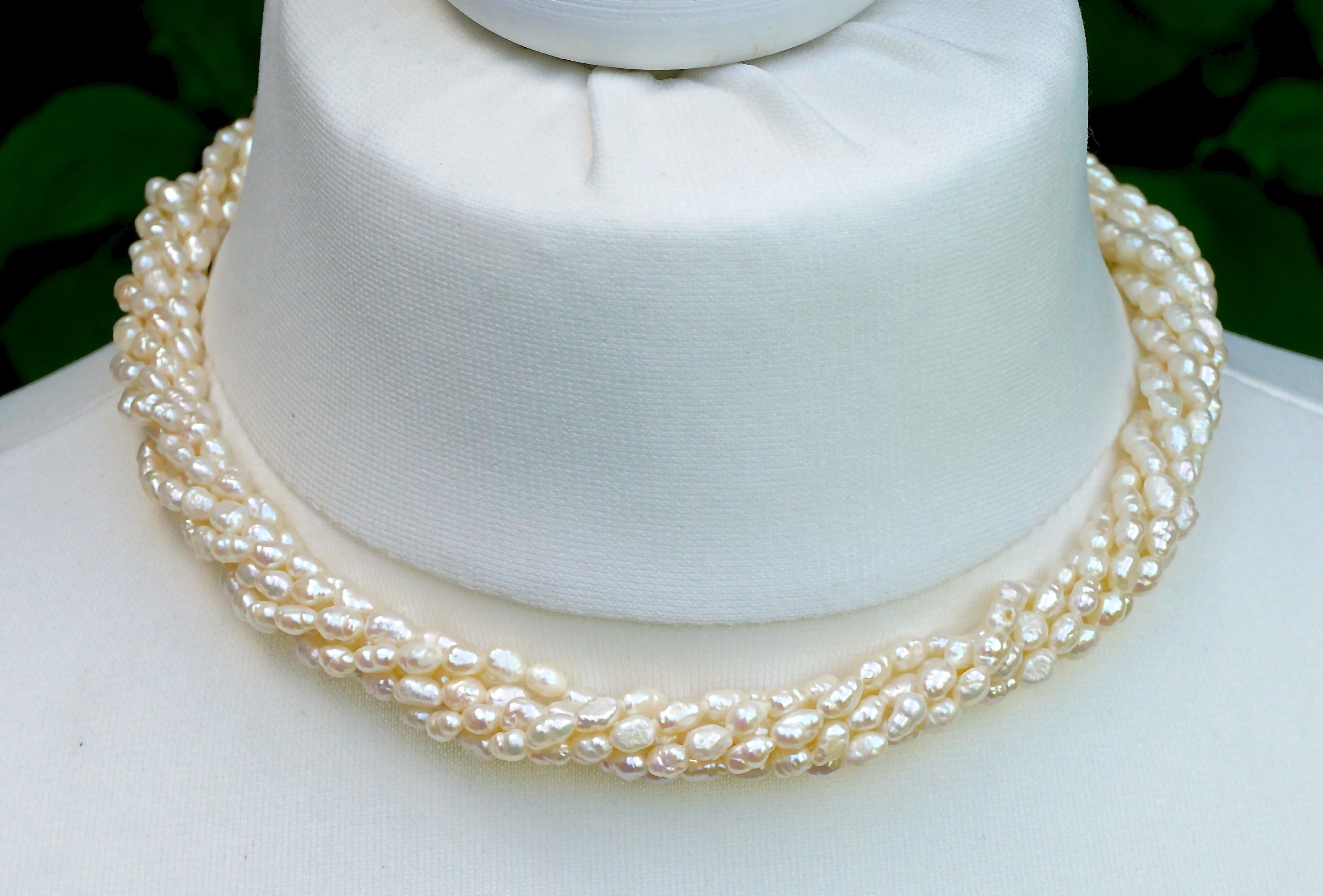 multi strand rice pearl necklace