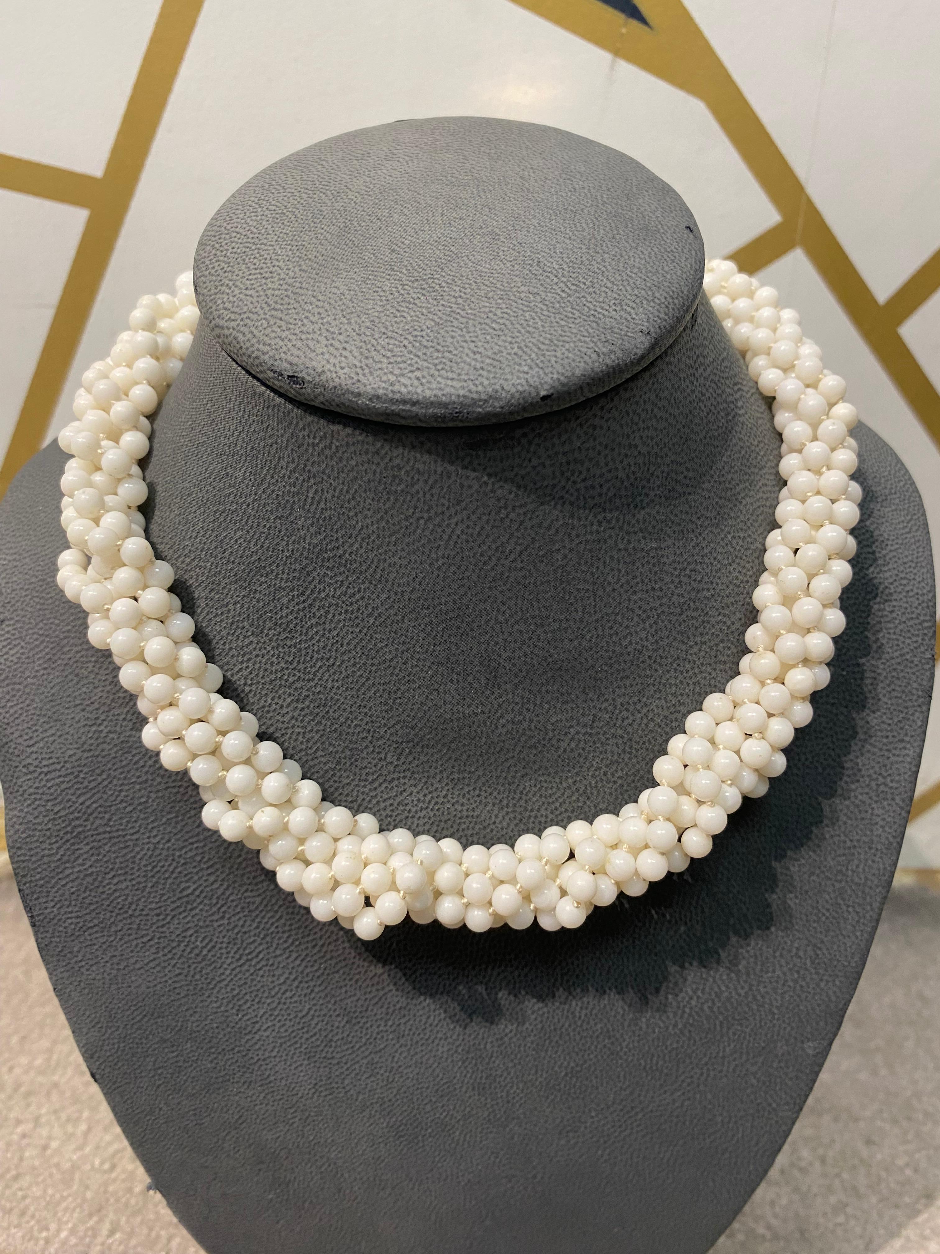Six Strand White Coral Bead Necklace For Sale 6