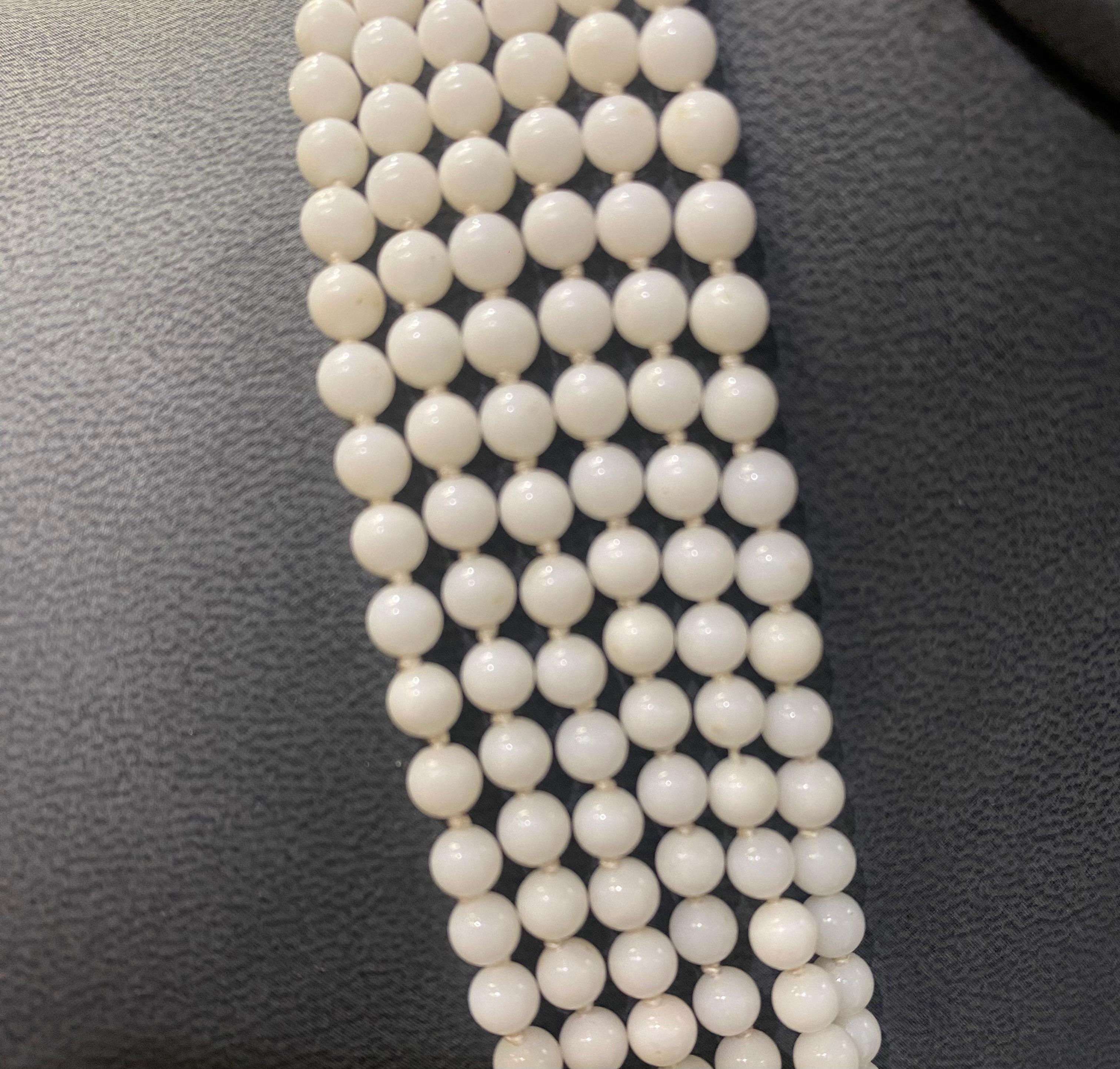 Six Strand White Coral Bead Necklace For Sale 3