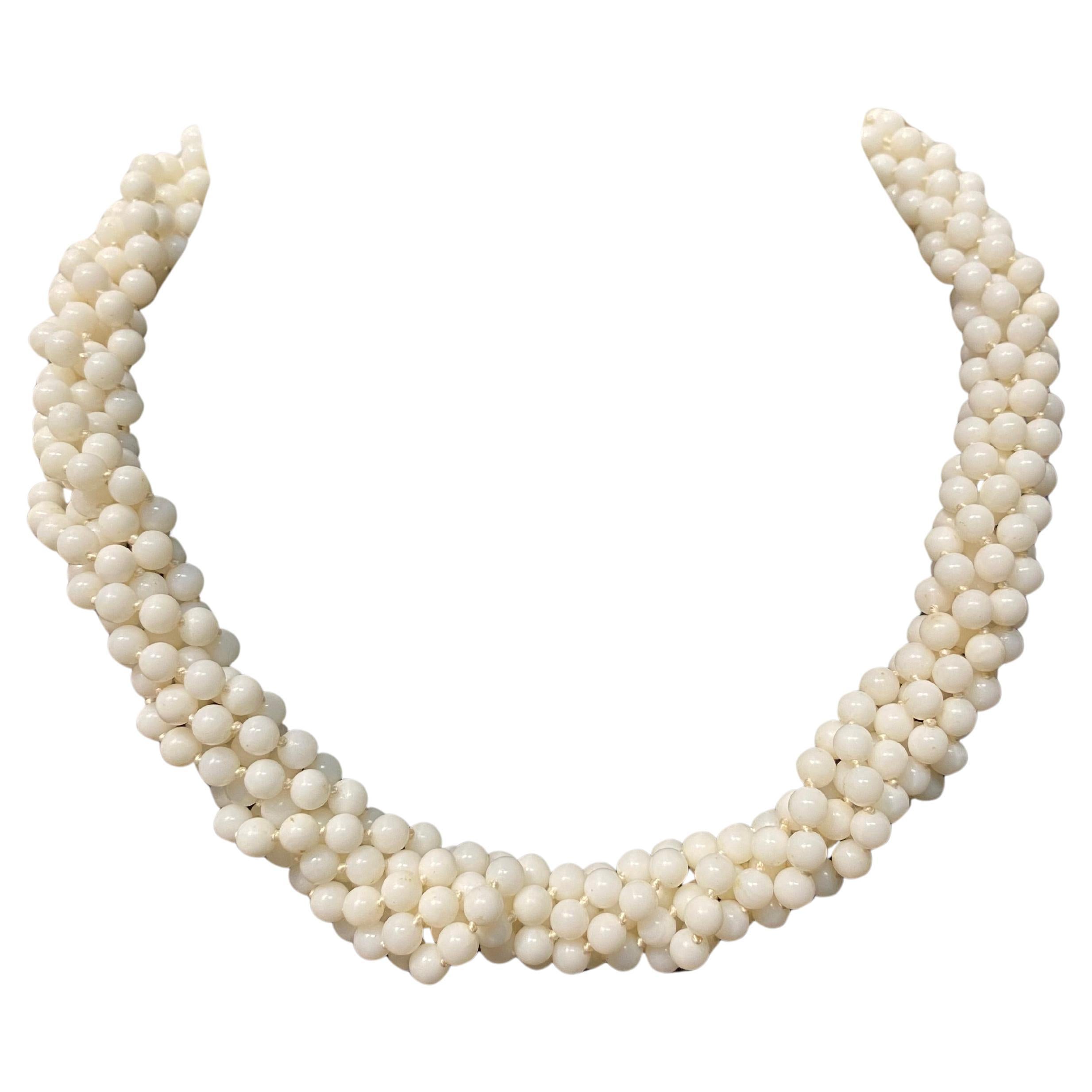 Six Strand White Coral Bead Necklace