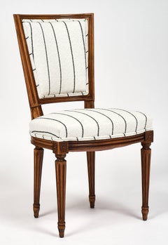 Six Striped Louis XVI Style Dining Chairs