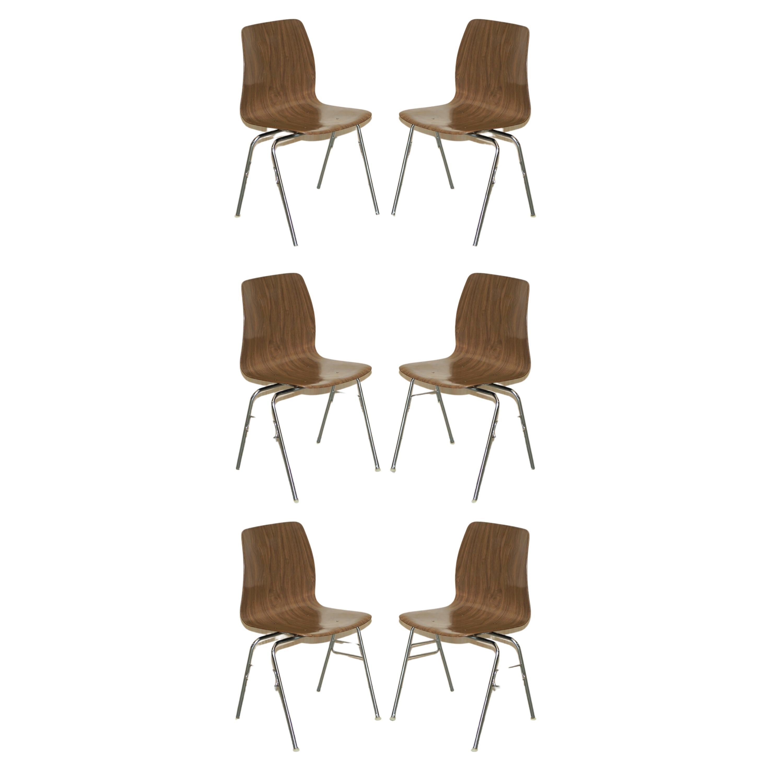 SIX STUNNING PAGHOLZ WEST GERMANY MiD CENTURY MODERN STACKING DINING CHAIRS 6