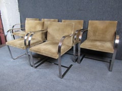 Six Suede Brno Chairs by Mies Van Der Rohe for Knoll