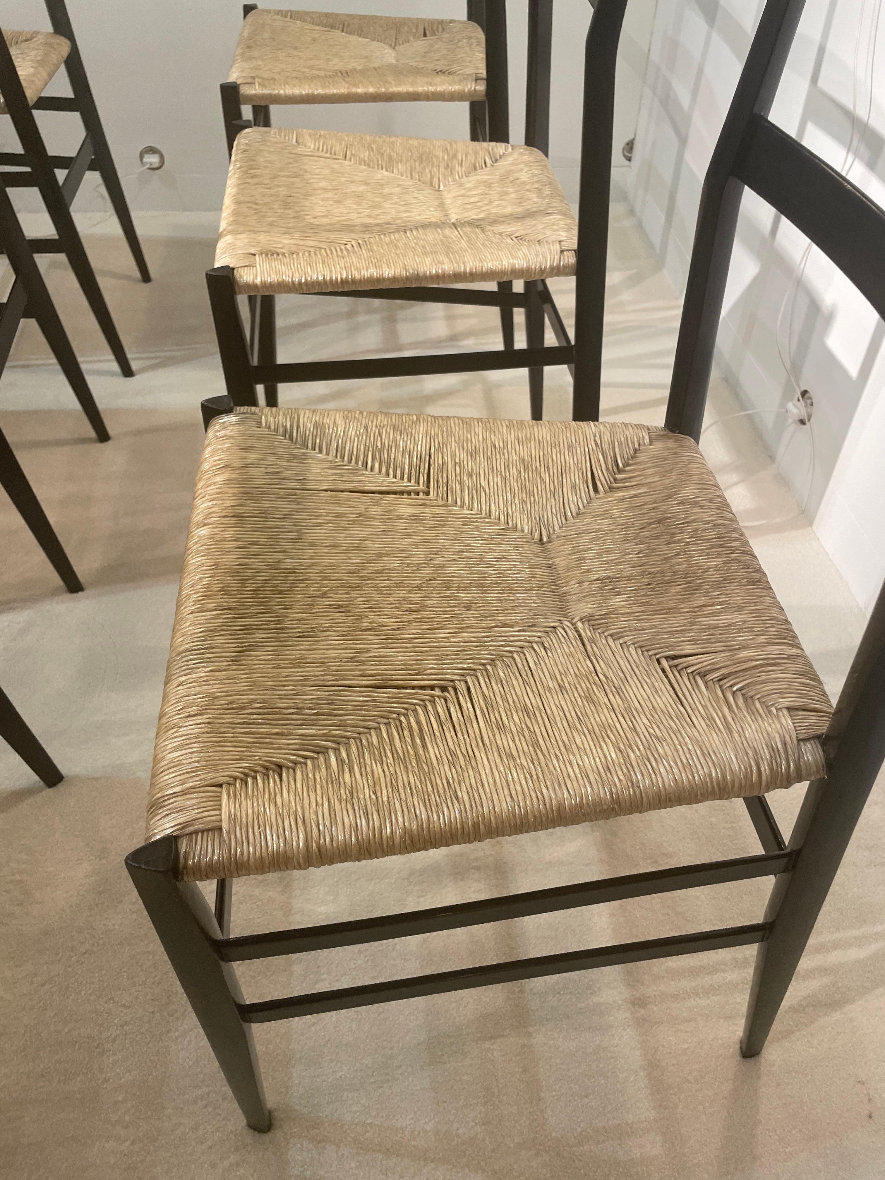 Six Superleggera Chairs by Gio Ponti In Good Condition In Saint-Ouen, FR