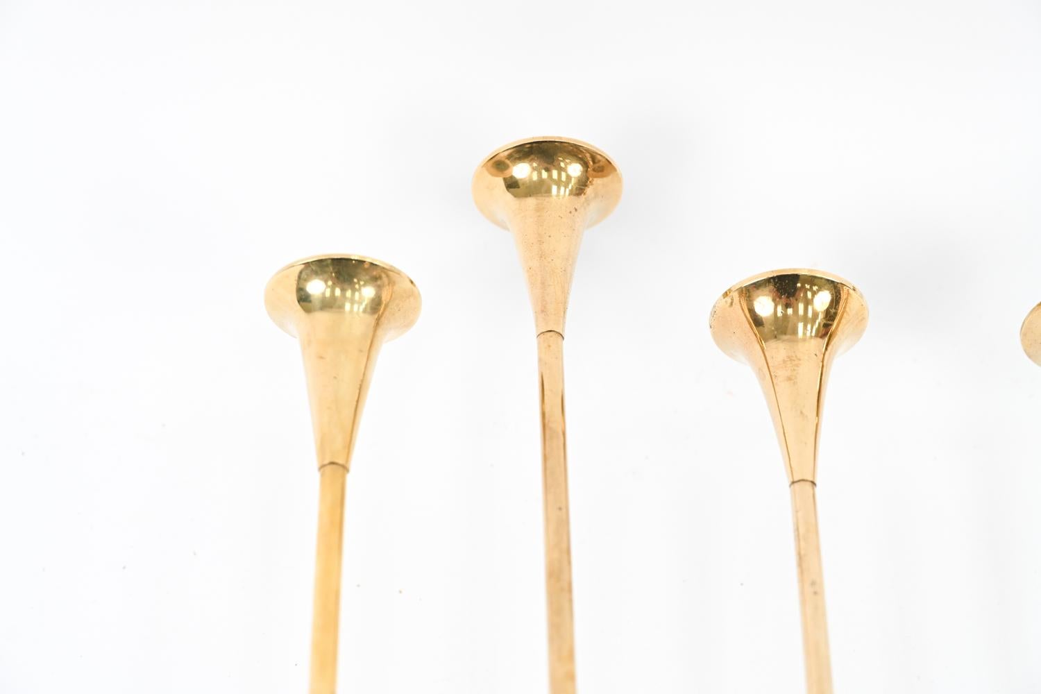 Six Swedish Mid-Century Brass Candleholders in Pierre Forssell Style 5
