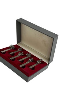 Six Sweet Animal Knife Rests - by Etain Royal French vintage Metal Set in Box
