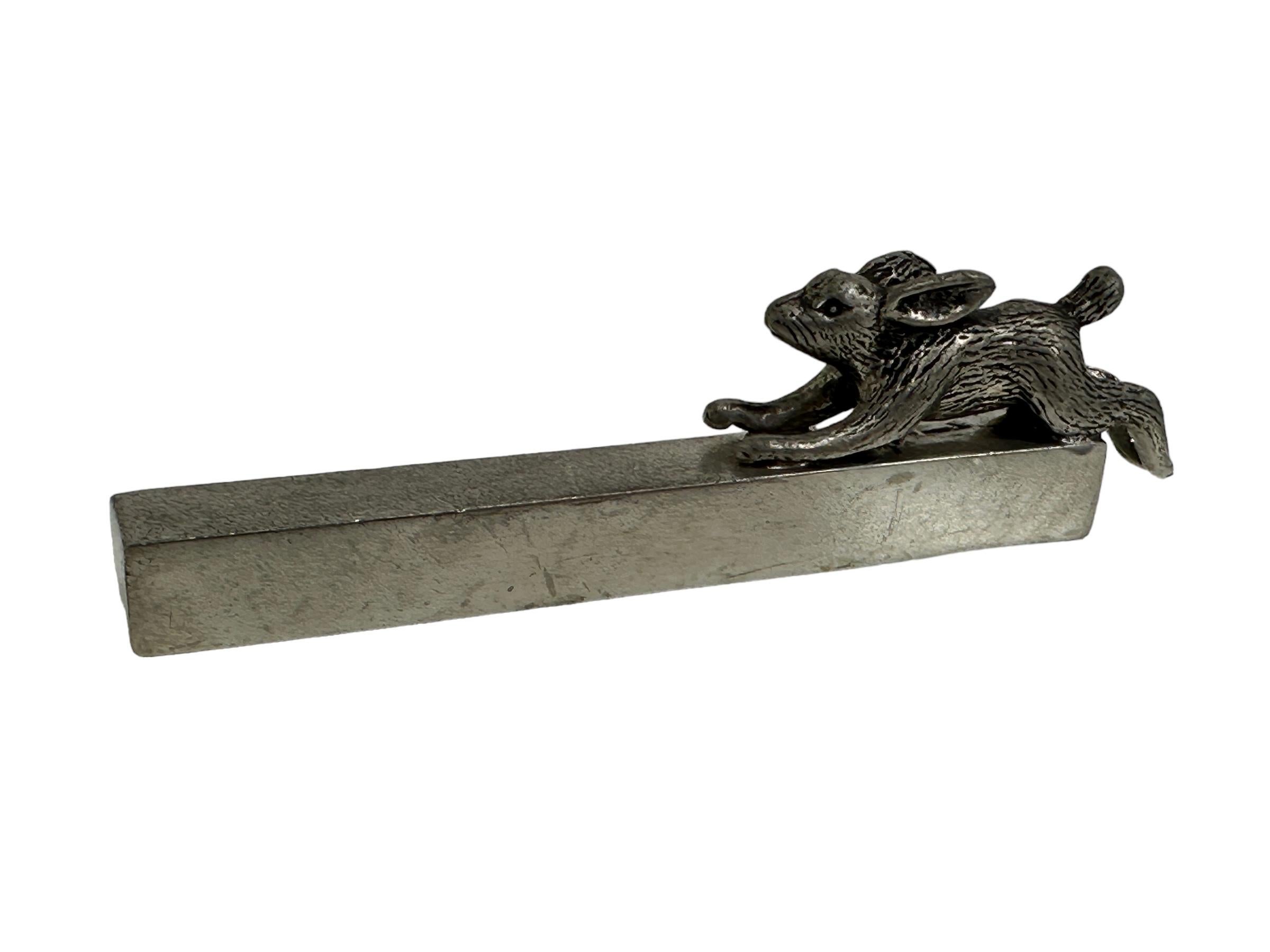 Six porte-couteaux animaliers - par Etain Royal French - Ensemble en métal vintage français dans sa boîte en vente 2