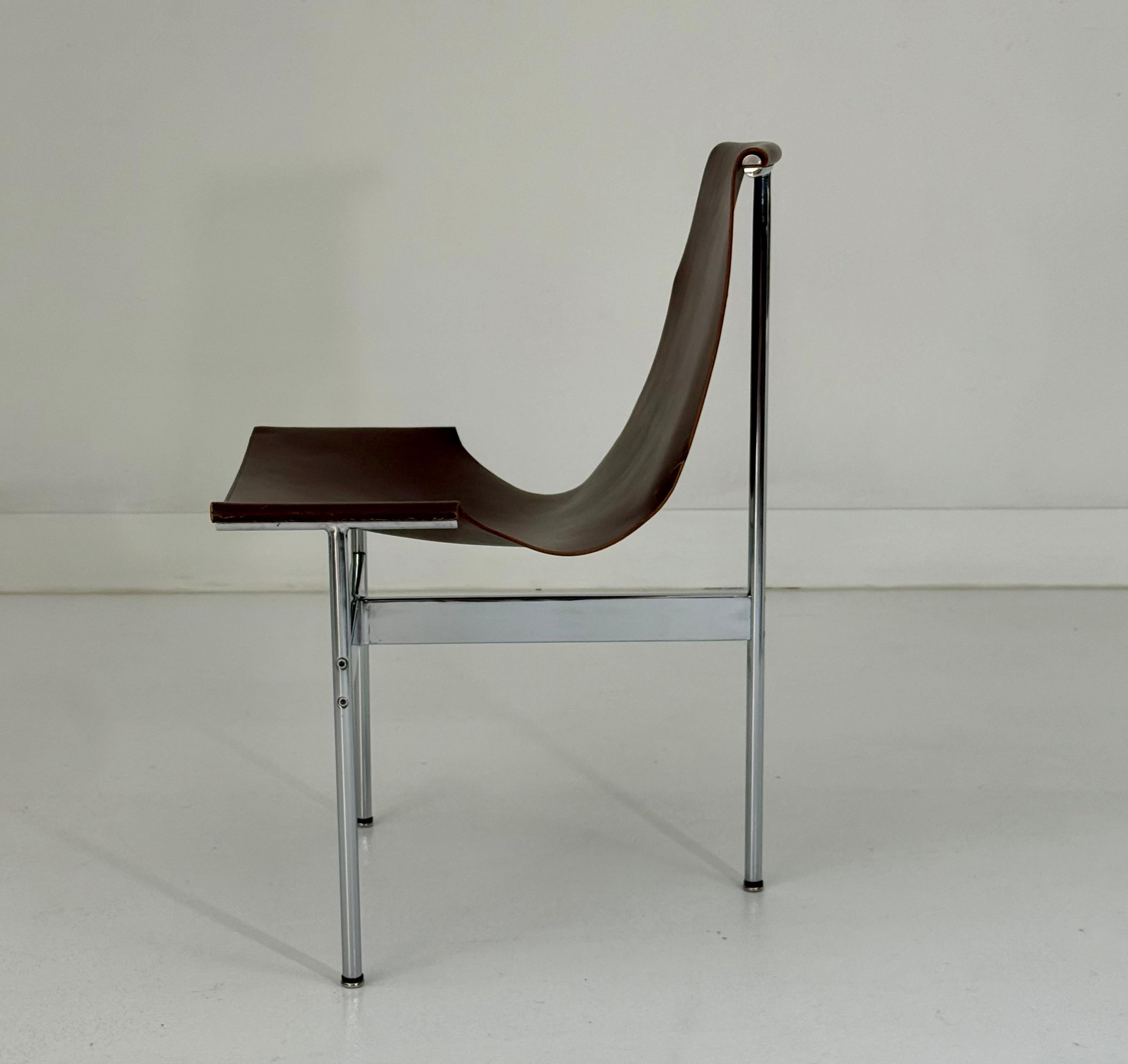 Leather Six “T” Side Chairs by Katavolos, Littell & Kelley for Laverne International For Sale