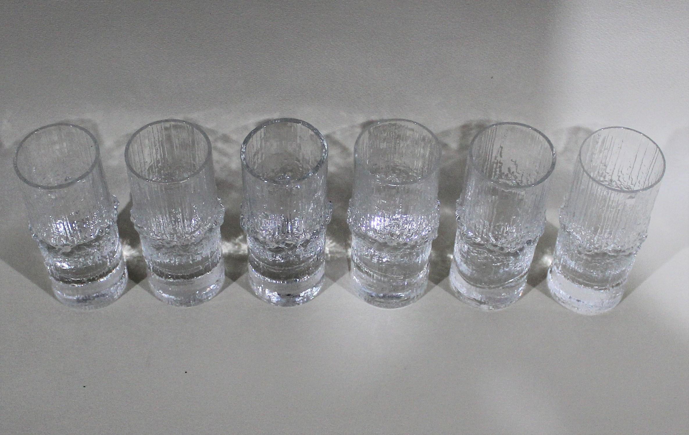 Six Tapio Wirkkala shot glasses in original box.