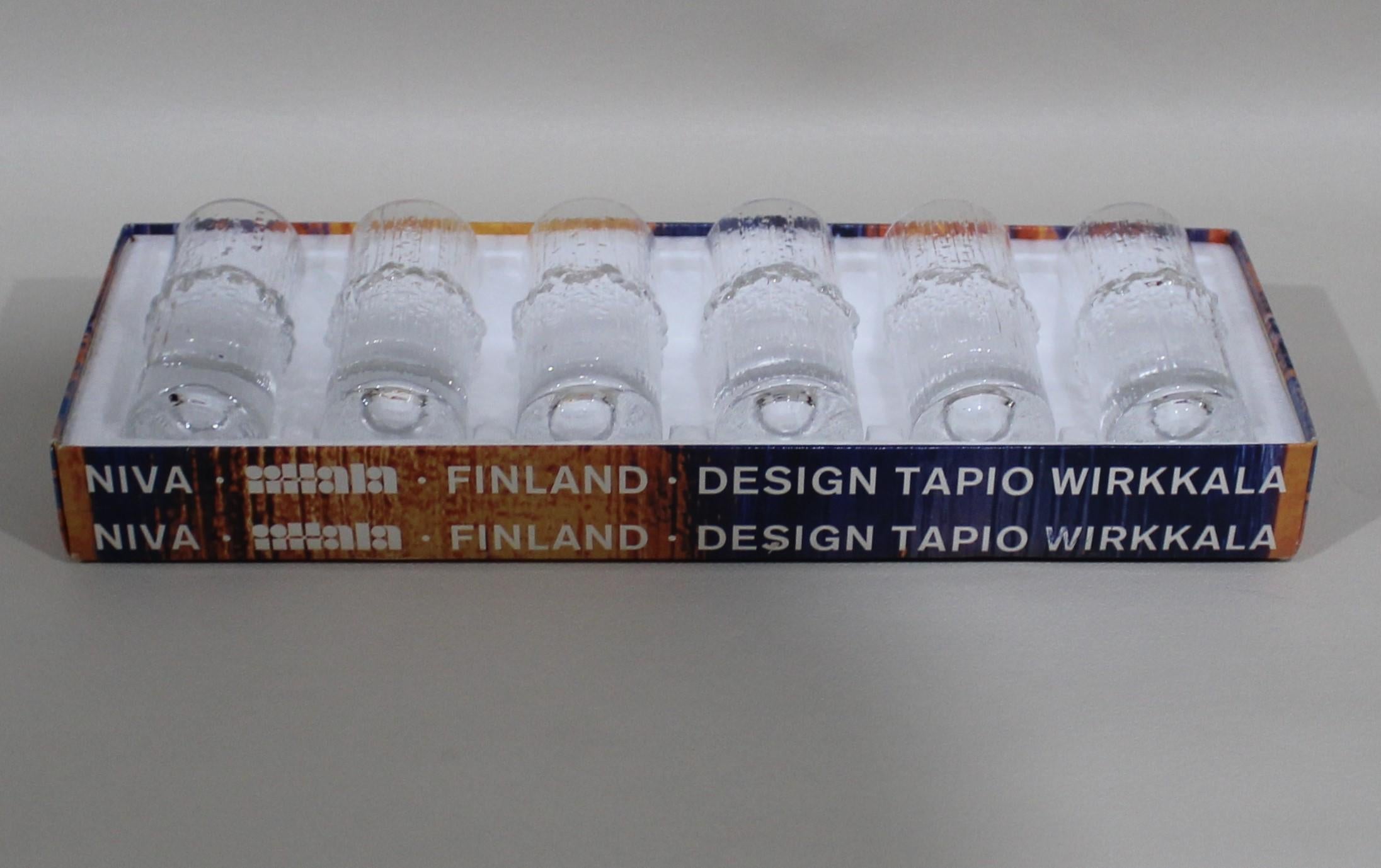 Finnish Six Tapio Wirkkala Shot Glasses in Original Box
