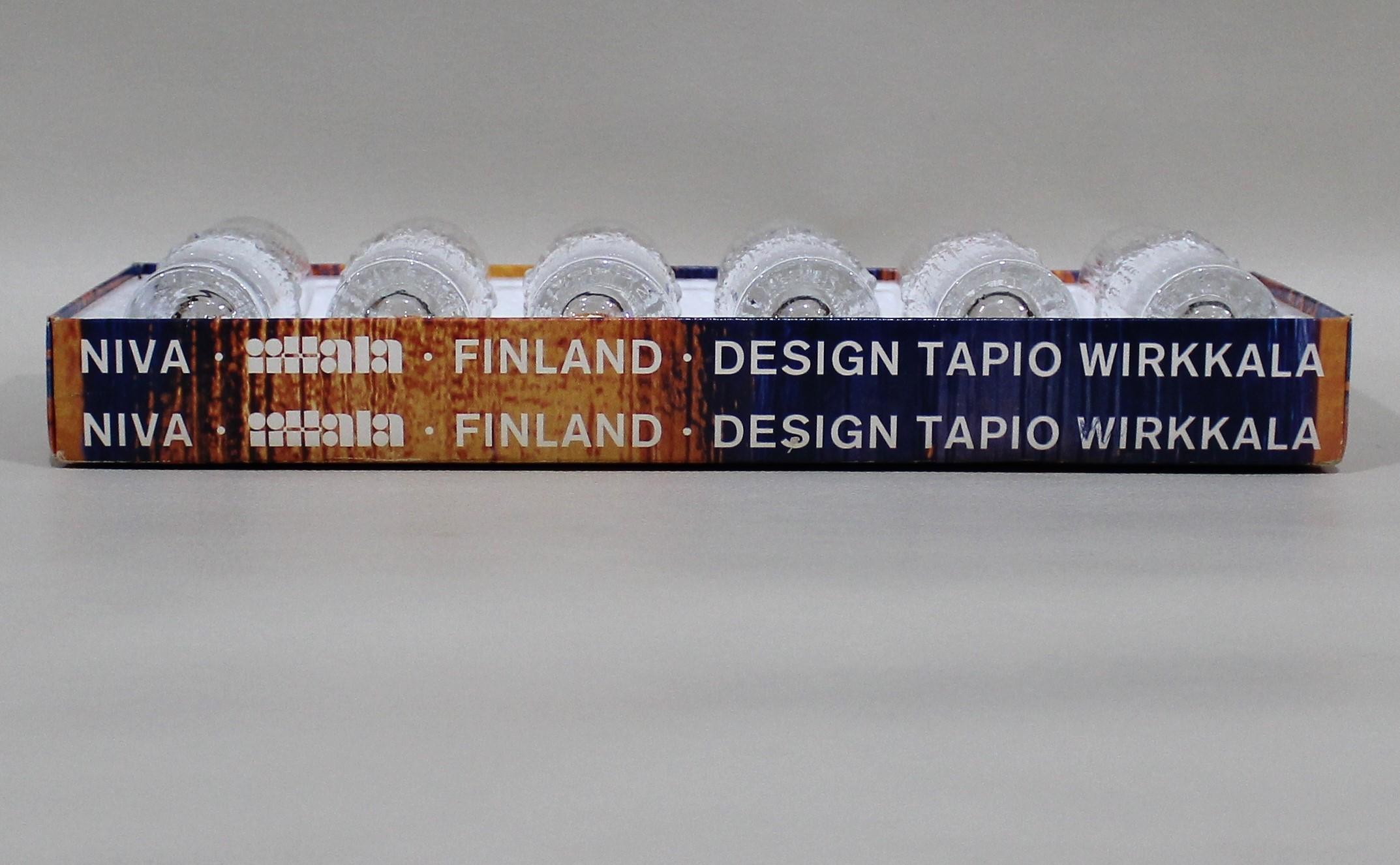 Six Tapio Wirkkala Shot Glasses in Original Box In Excellent Condition In Hamilton, Ontario