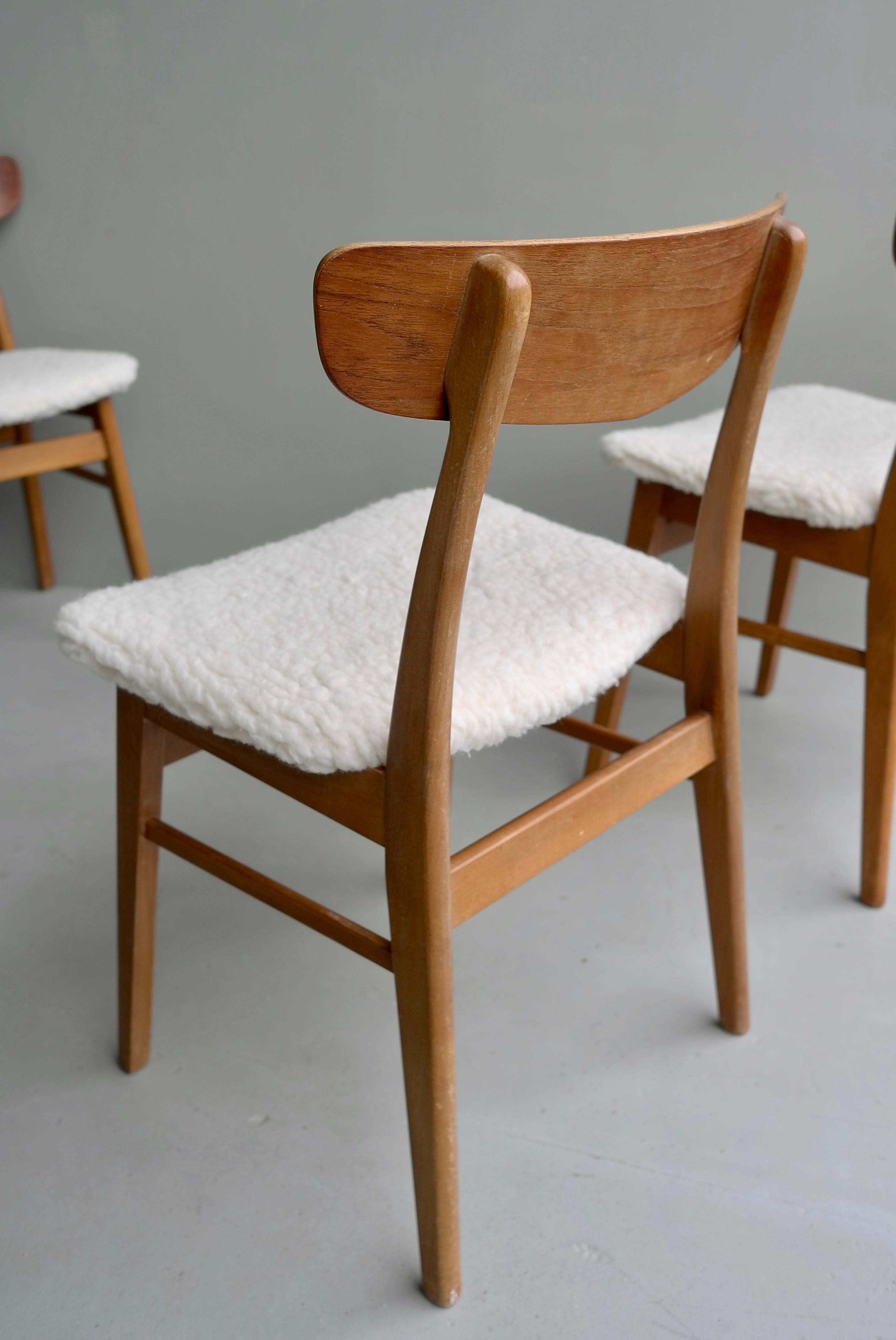 Six Teak Danish Heart Chairs with Seats in Pure Merino Wool, by Farstrup Møbler 2