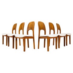 Six Teak Dining Chairs in Off-White Upholstery by Holstebro, Denmark 1970s
