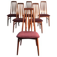  Six Teak Eva Dining Chairs by Neils Koefoed for Hornslet Mobelfabrik  Denmark