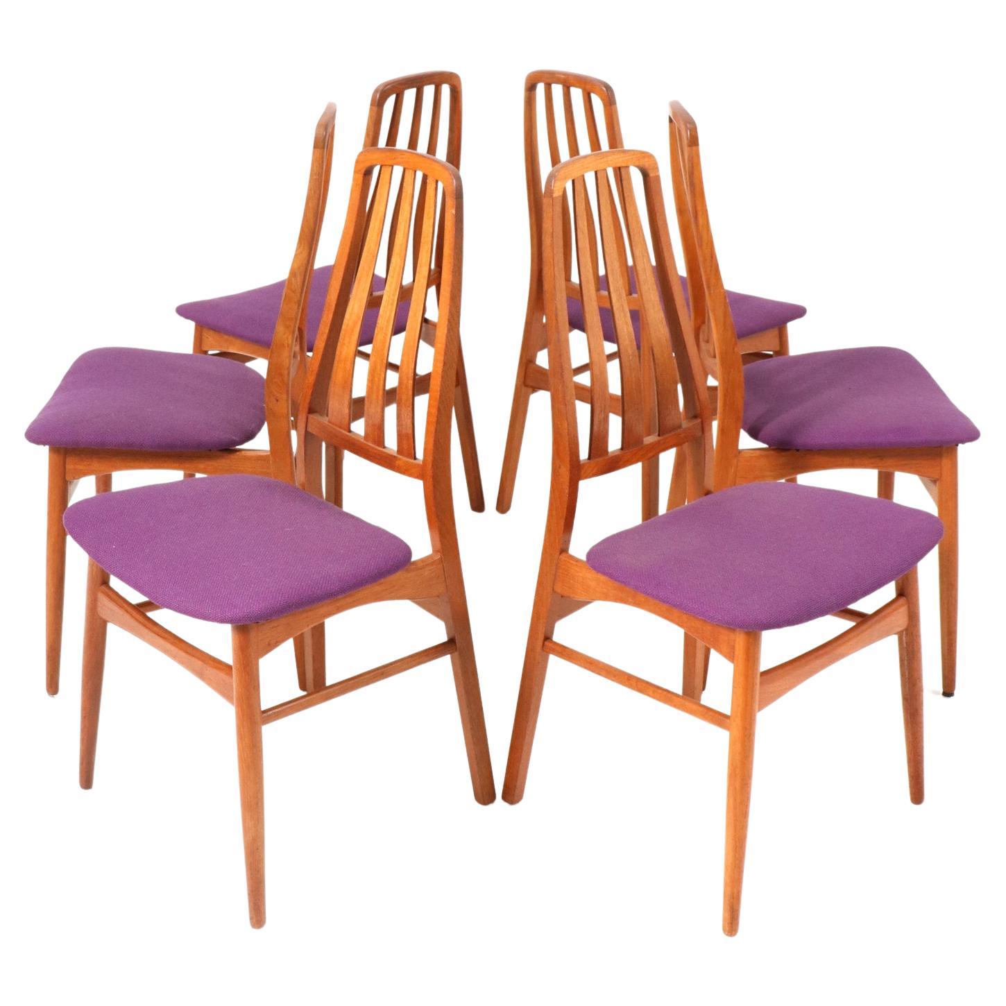 Six chaises de salle à manger en teck de style mi-siècle moderne, années 1960