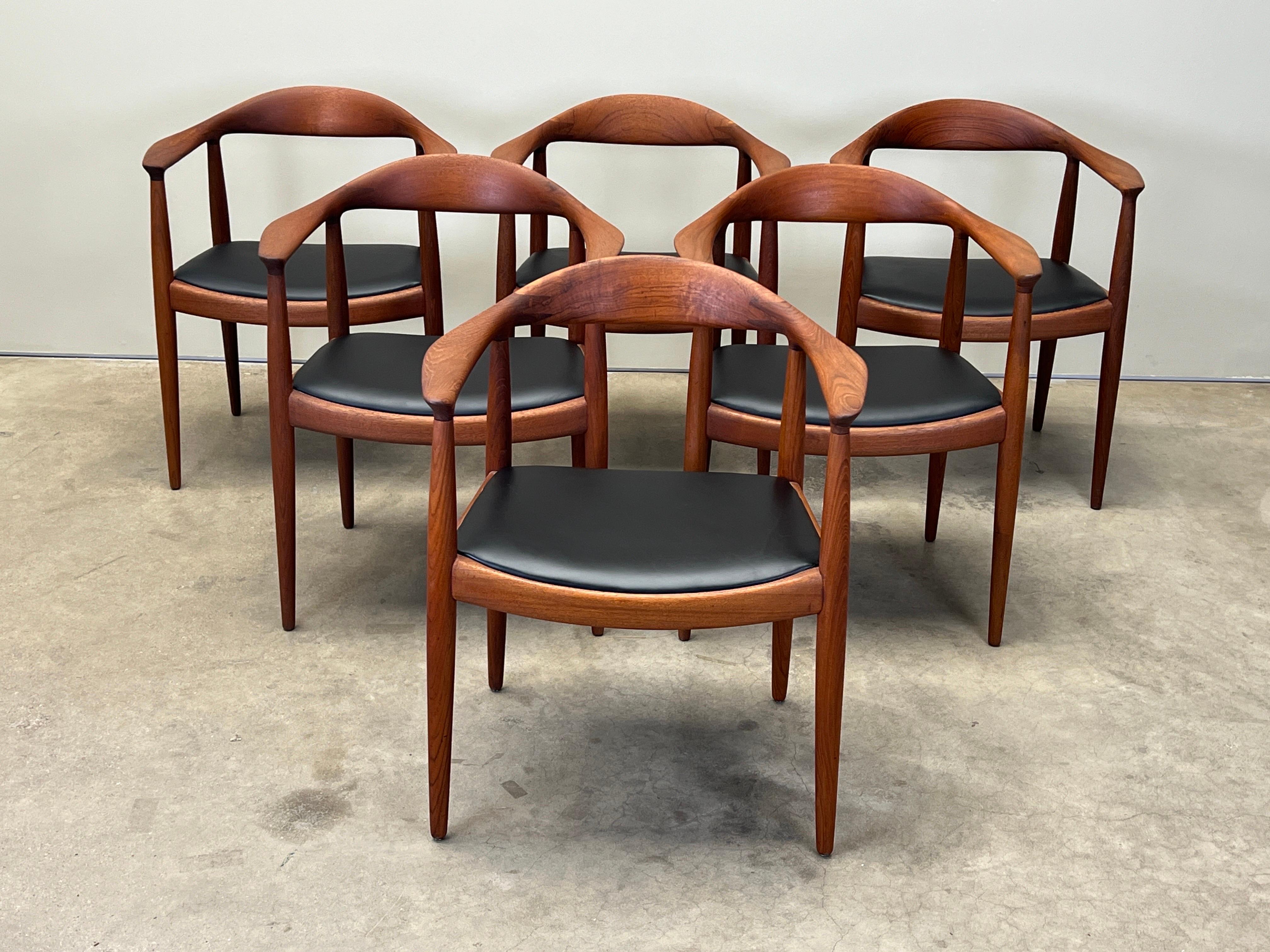 Mid-20th Century Six Teak Round Chairs by Hans Wegner