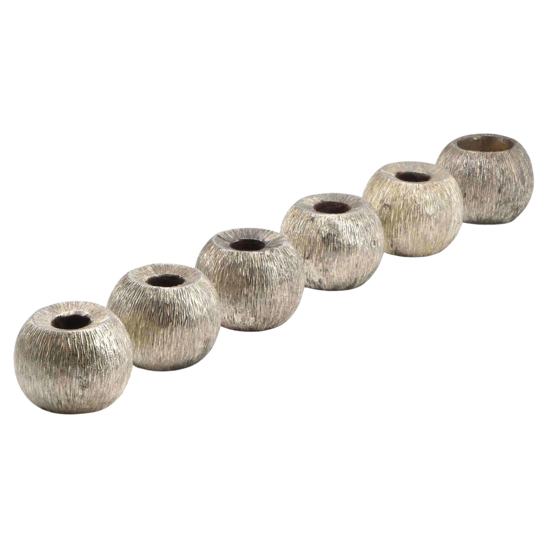 Six Textured Bark Candle Holders Circa 1970 Gerald Benney Manner For Sale