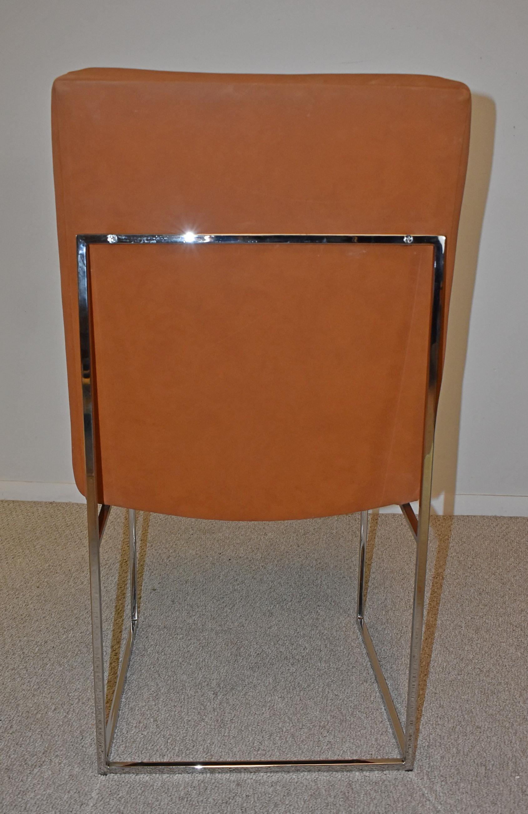 Six Thayer Coggin Chrome Dining Room Chairs Designed by Milo Baughman In Good Condition For Sale In Toledo, OH