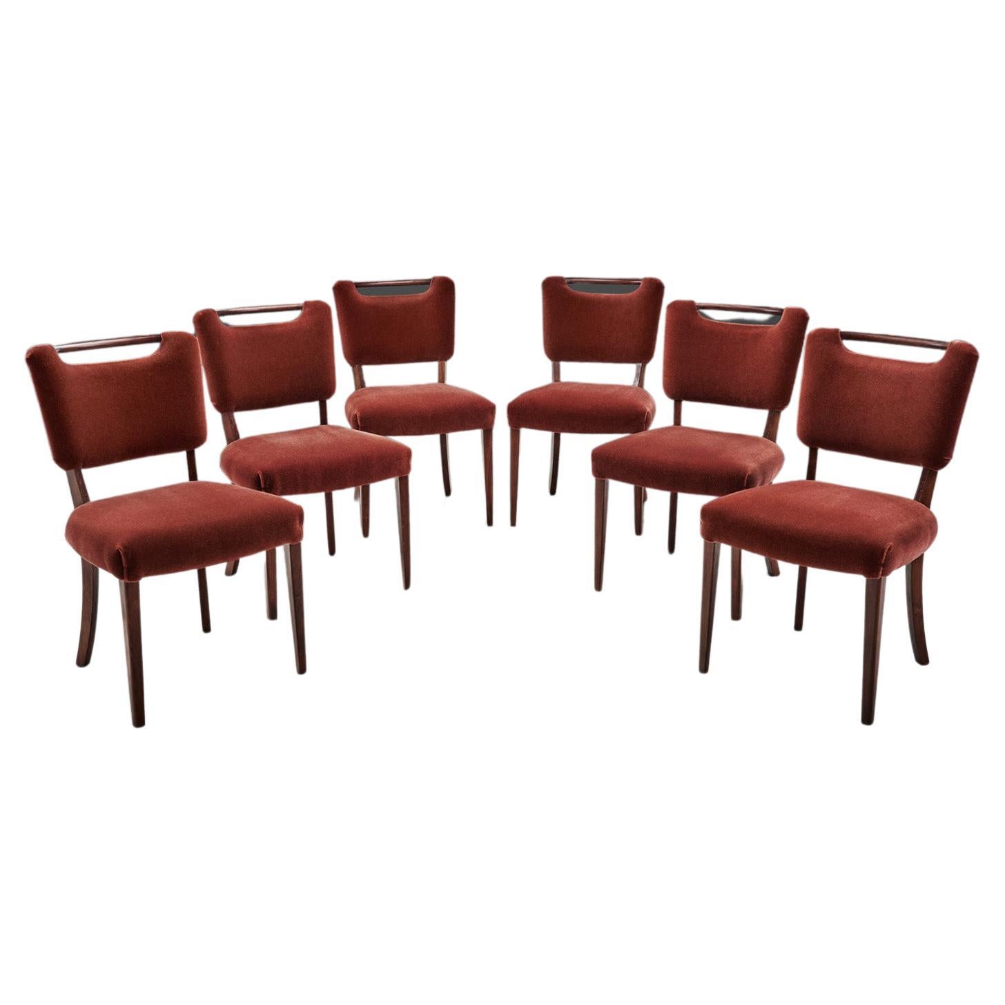 Six Upholstered Beech Dining Chairs by a European Cabinetmaker, Europe ca 1950s