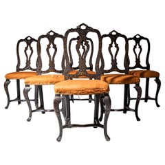 Six Venetian Baroque Chairs, Italy, 18th Century