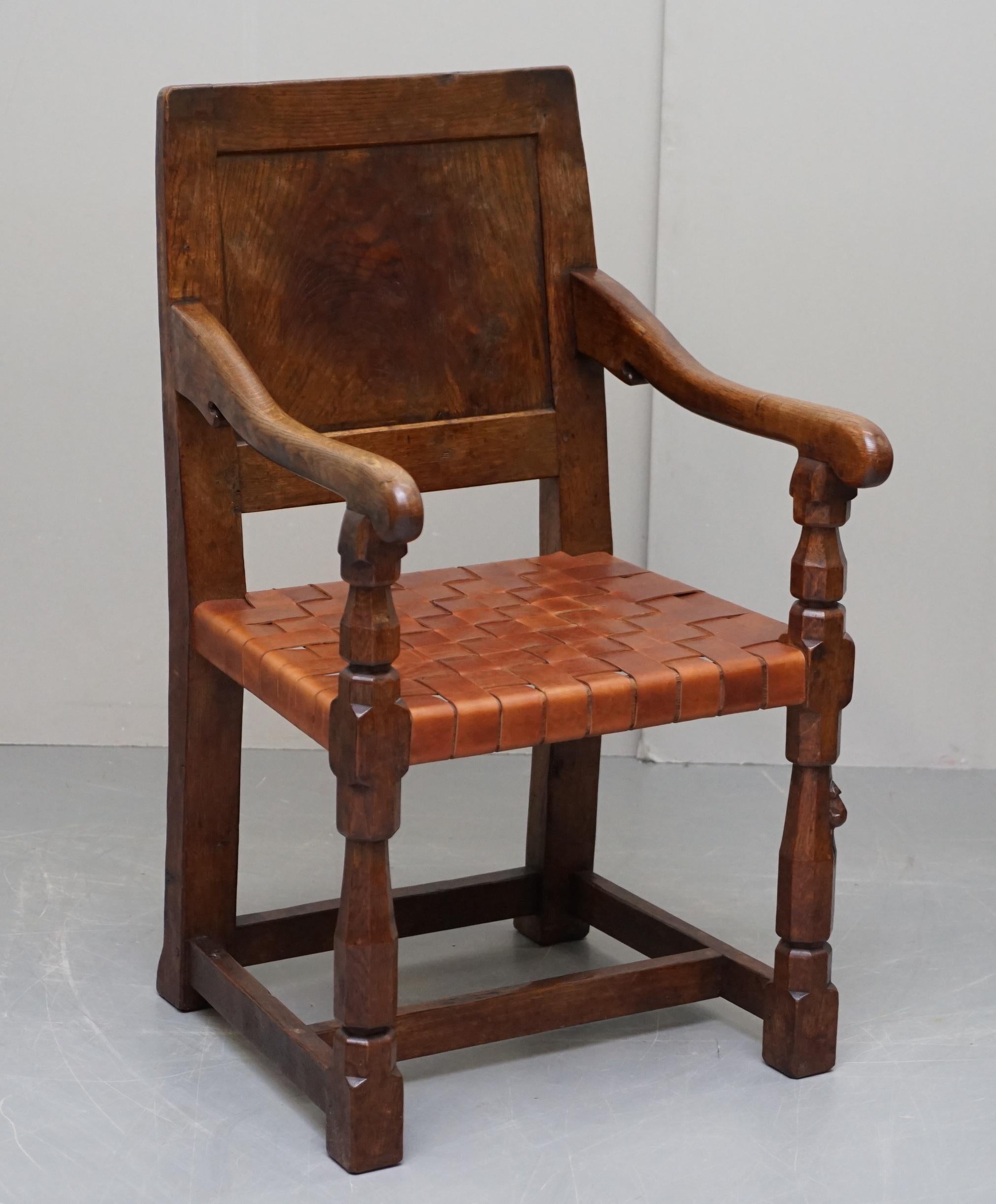 Sechs sehr seltene restaurierte Robert Mouseman Thompson-Esszimmerstühle aus Wurzelholz-Eiche, 1930er Jahre, 6 (Englisch) im Angebot