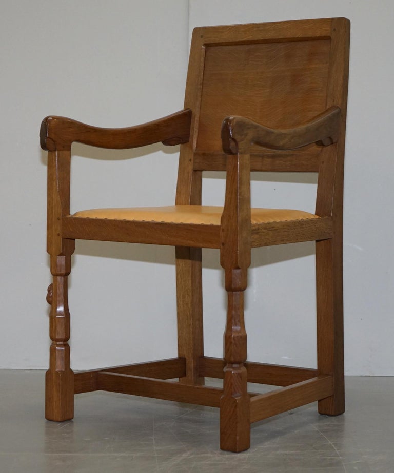 Six Very Rare 1950s Oak Robert Mouseman Thompson Dining Chairs 6 For Sale at 1stDibs