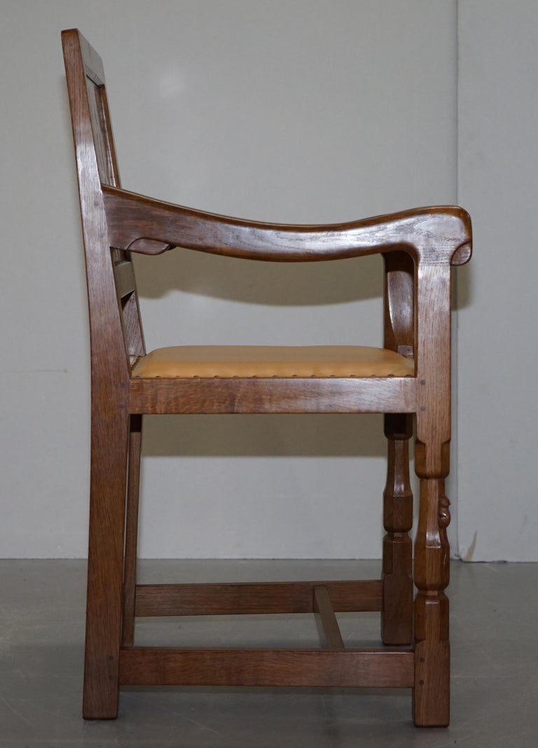Six Very Rare 1950s Oak Robert Mouseman Thompson Dining Chairs 6 For Sale at 1stDibs